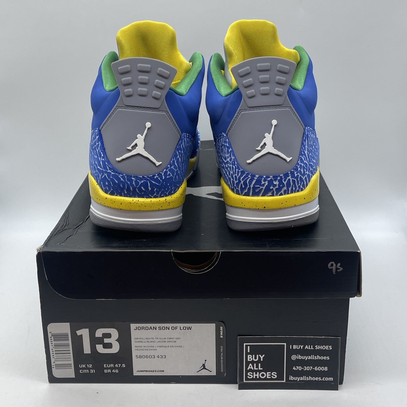 Size 13 - Air Jordan Son Of Mars Low Blue Grey Yellow Suede (580603-433)