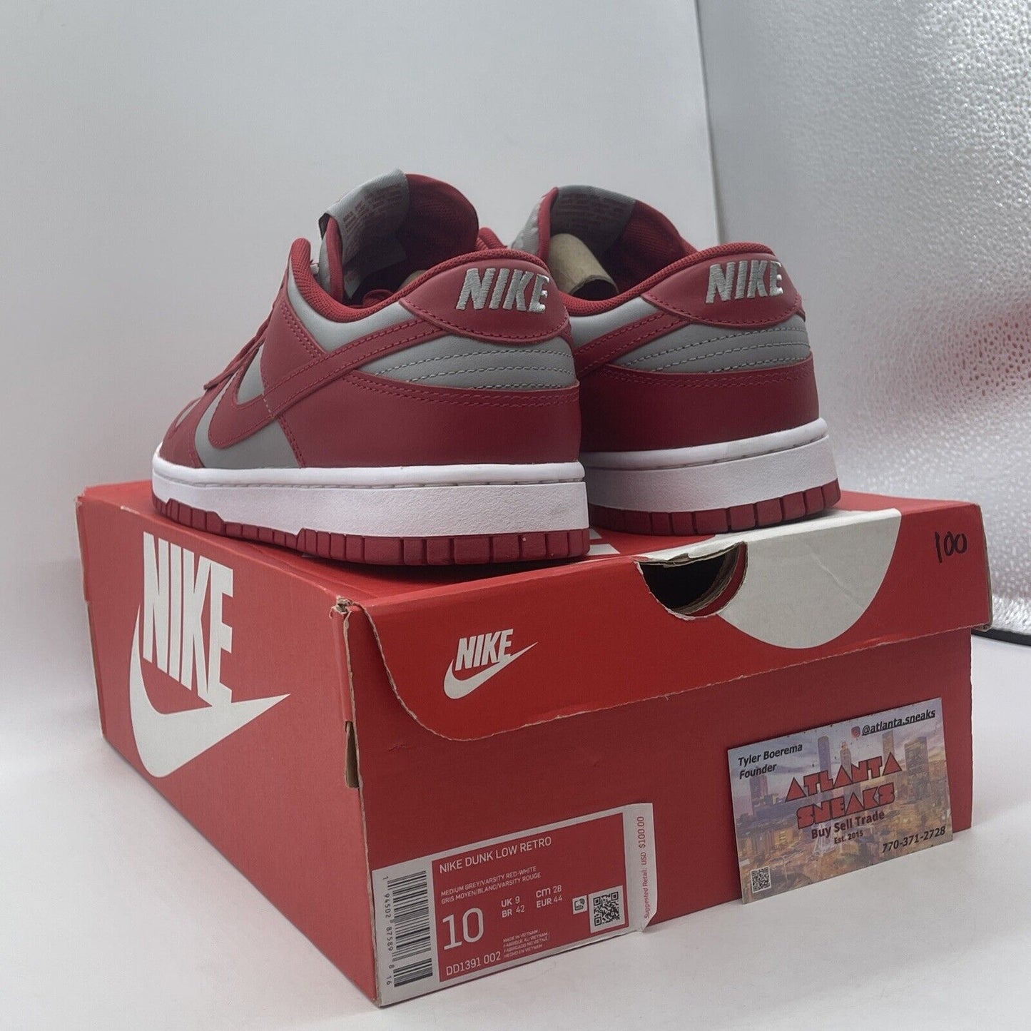 Size 10 - Nike Dunk Low SP UNLV 2021 Grey Red White Leather (DD1391-002)