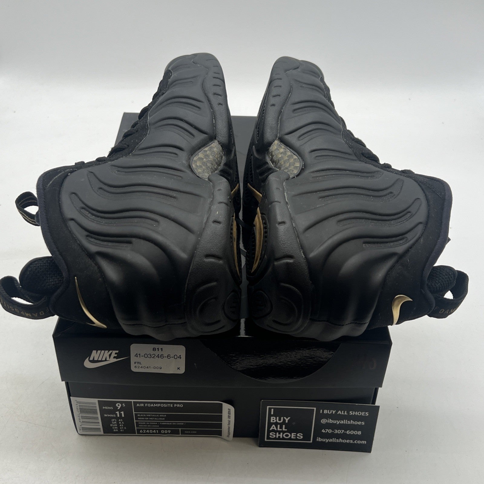 Size 9.5 - Nike Air Foamposite Pro Black Metallic Gold (624041-009)