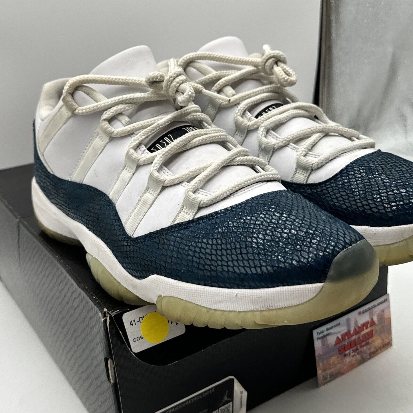 Size 12 - Jordan 11 Retro Low Snakeskin 2019 Navy White Ice Sole With Box