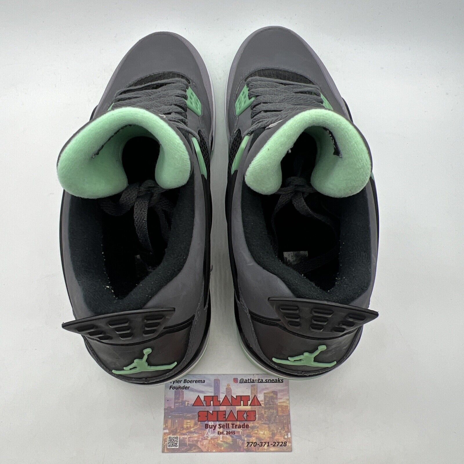 Size 11 - Jordan 4 Retro Green Glow 2013 Suede White Black (308497-033)