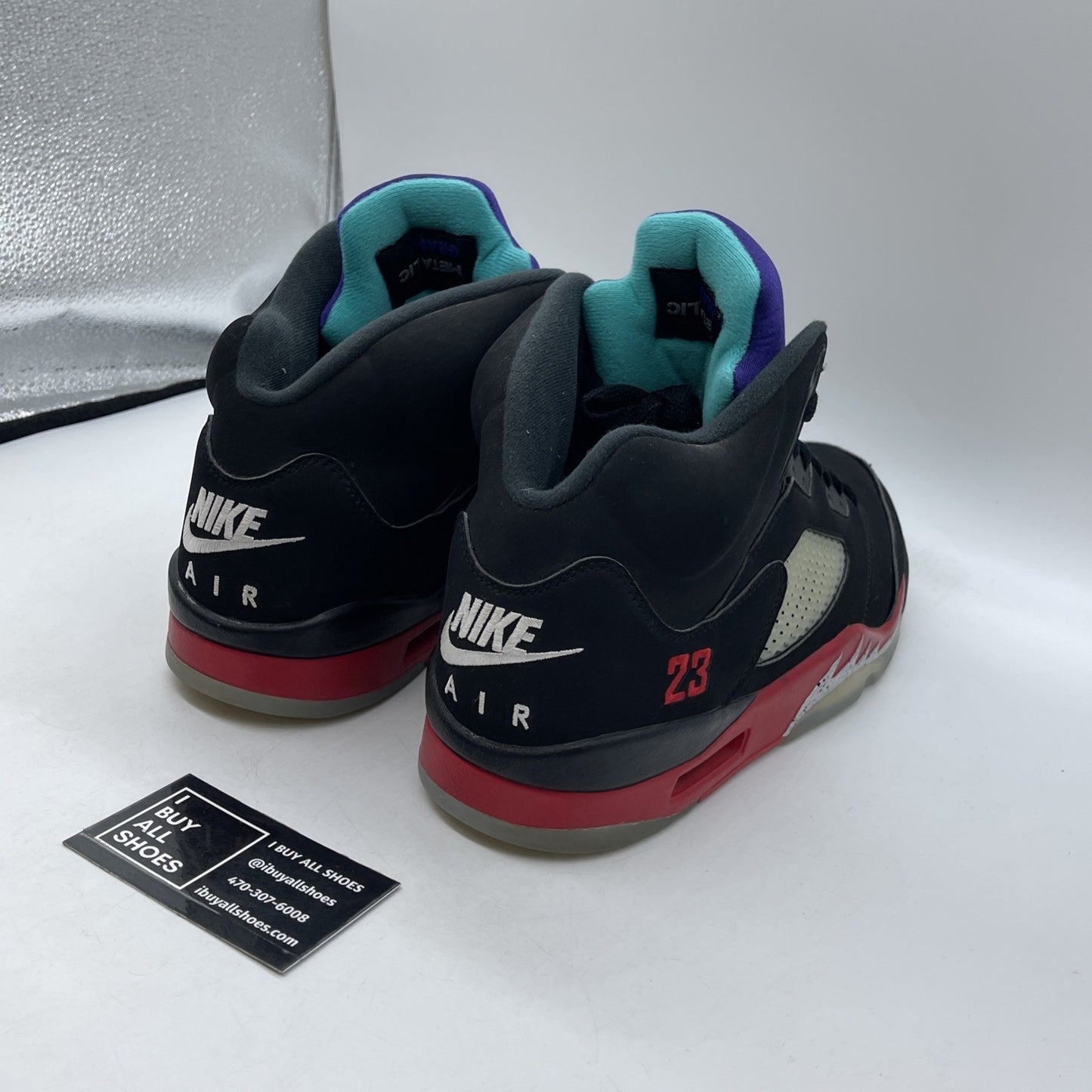 Size 11.5 - Jordan 5 Retro Top 3 Black 2020 Red Purple Suede (CZ1786-001)