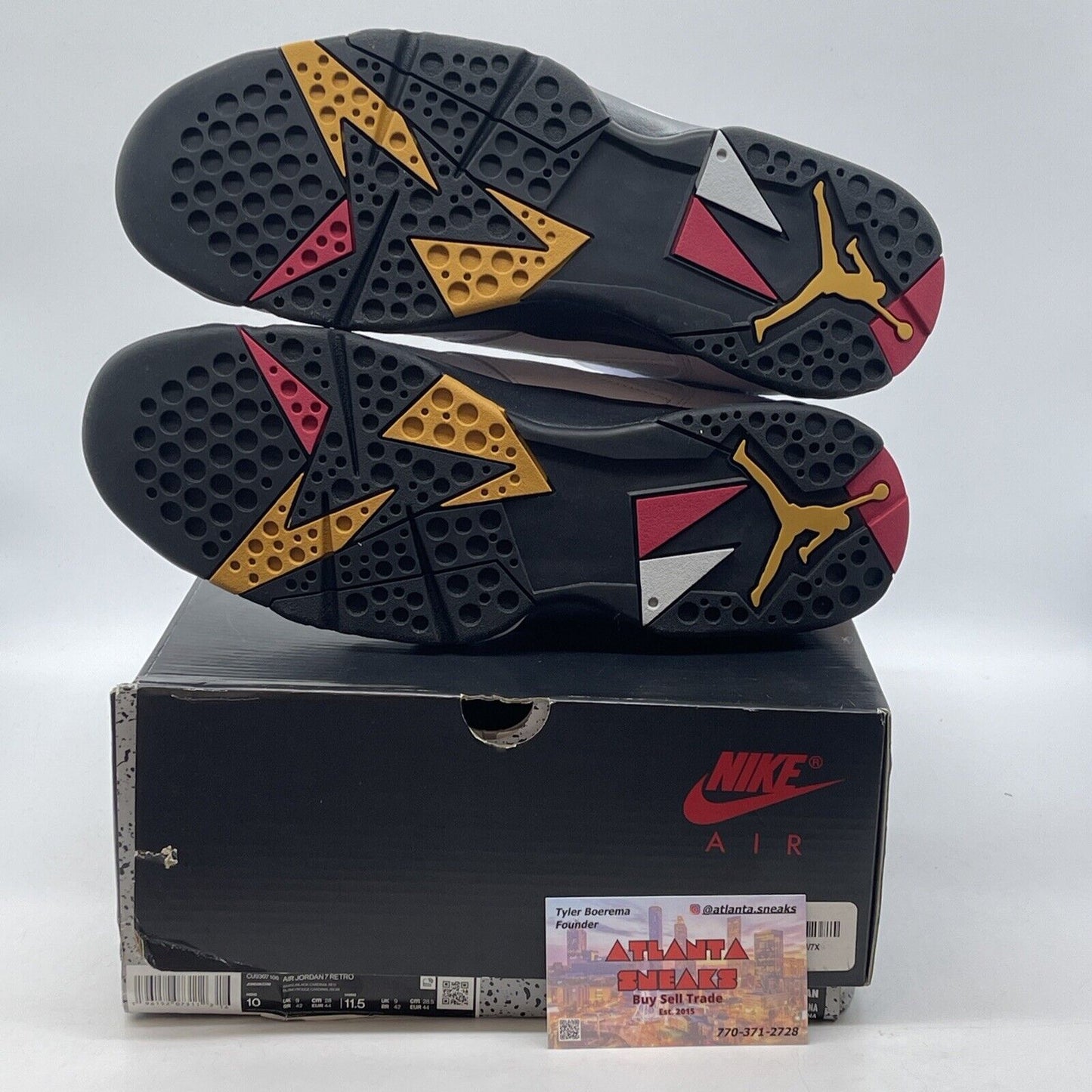 Size 10 - Jordan 7 Cardinal 2022 White Red Yellow Black Leather (CU9307-106)