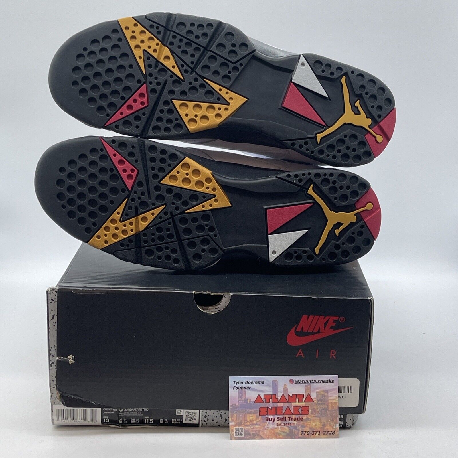 Size 10 - Jordan 7 Cardinal 2022 White Red Yellow Black Leather (CU9307-106)
