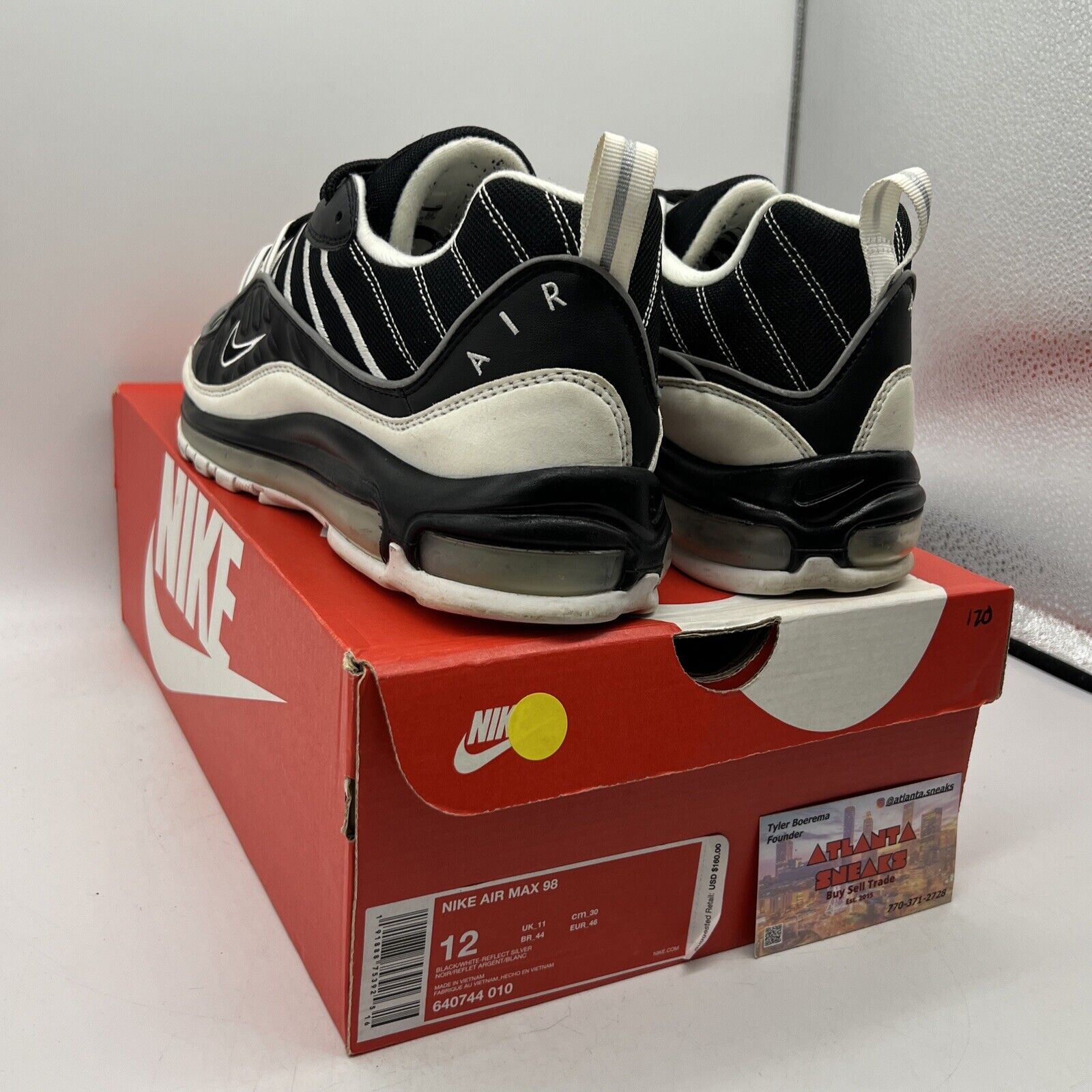 Size 12 - Nike Air Max 98 White Black (640744-010)