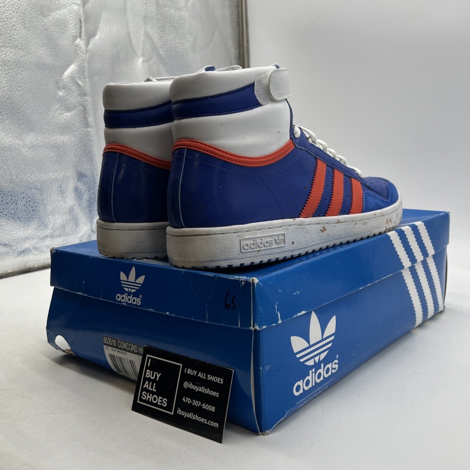 Size 11 - Adidas Concord Blue Leather High Top Sneaker (663510)