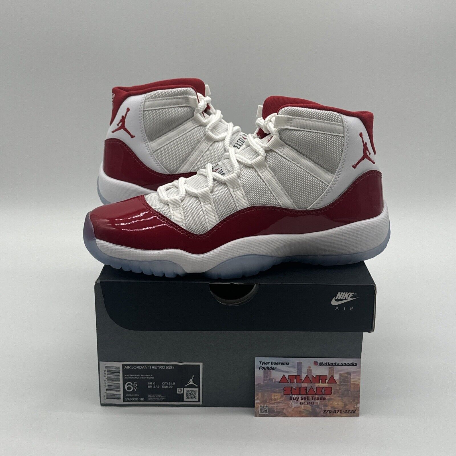 BRAND NEW NIKE AIR JORDAN 11 RETRO GS VARSITY RED CHERRY 6.5Y/8W 378038-116🔒🔴