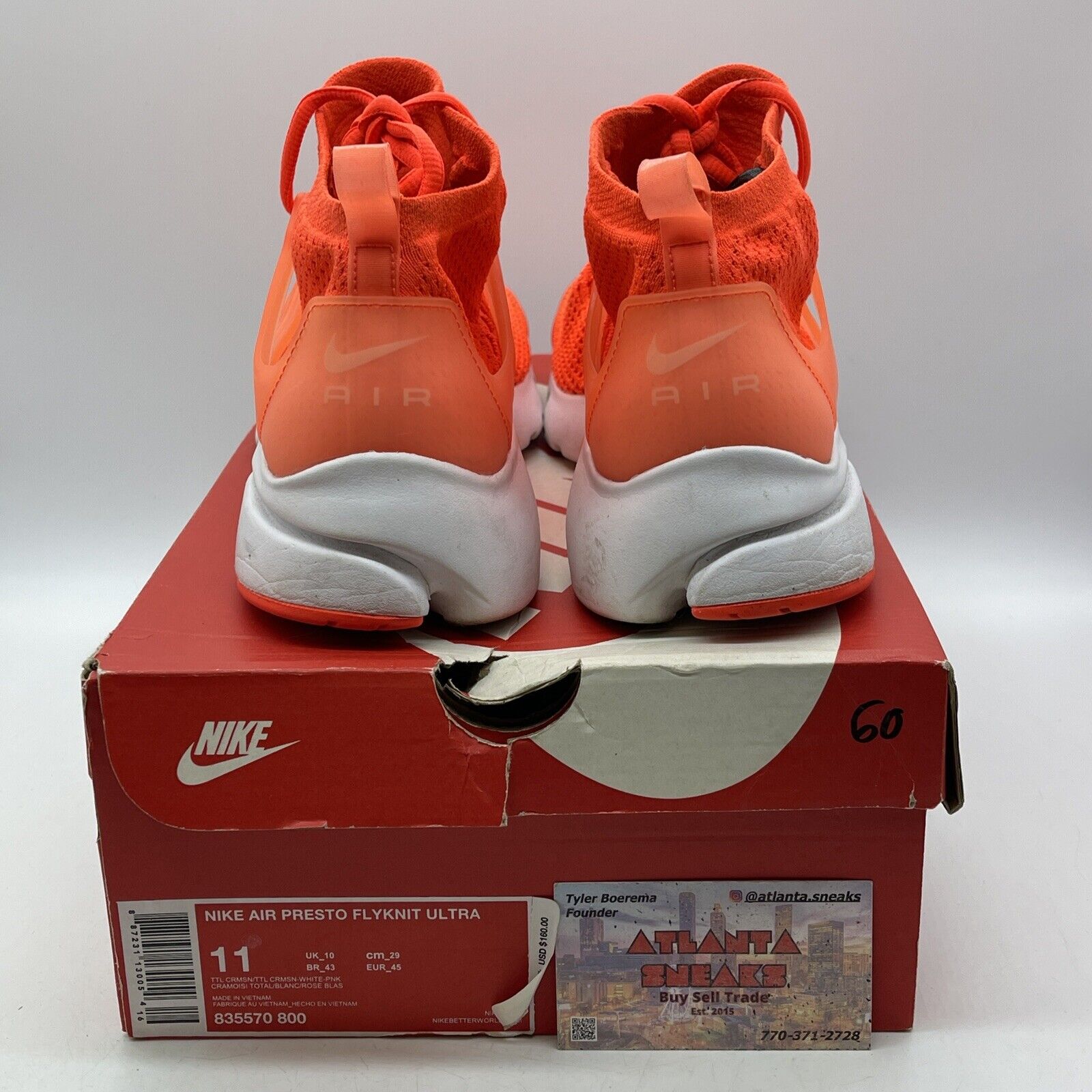 Size 11 - Nike Air Presto Flyknit Ultra Total Crimson Orange Suede (835570-800)