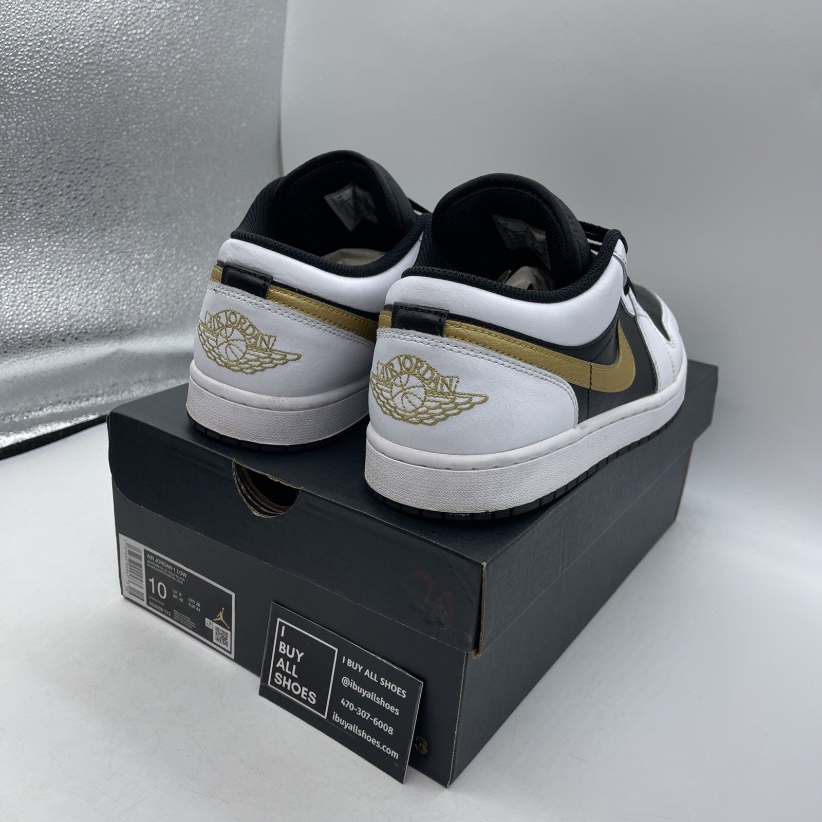 Size 10 - Air Jordan 1 Low Gold Swoosh (553558-172)