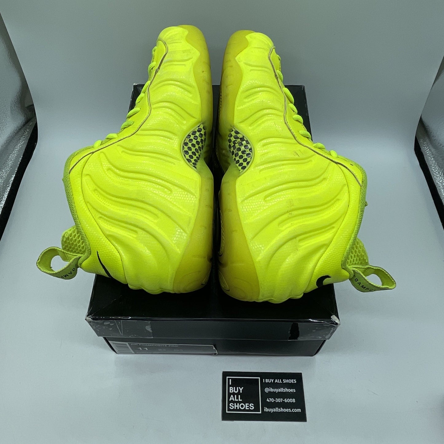 Size 11 - Nike Air Foamposite Pro Volt 2014 Black Leather Suede (624041-700)