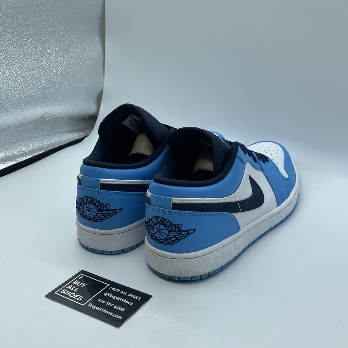 Size 10 - Air Jordan 1 Low UNC 2021 Black University Blue White (553558-144)