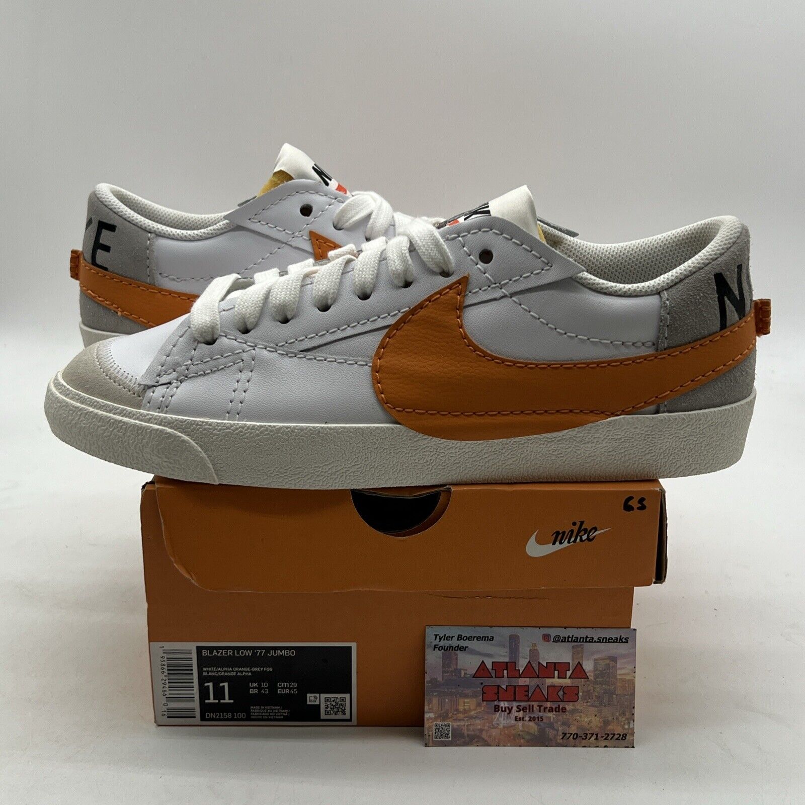 Size 11 - Nike Blazer '77 Jumbo Low White Alpha Orange (DN2158-100)