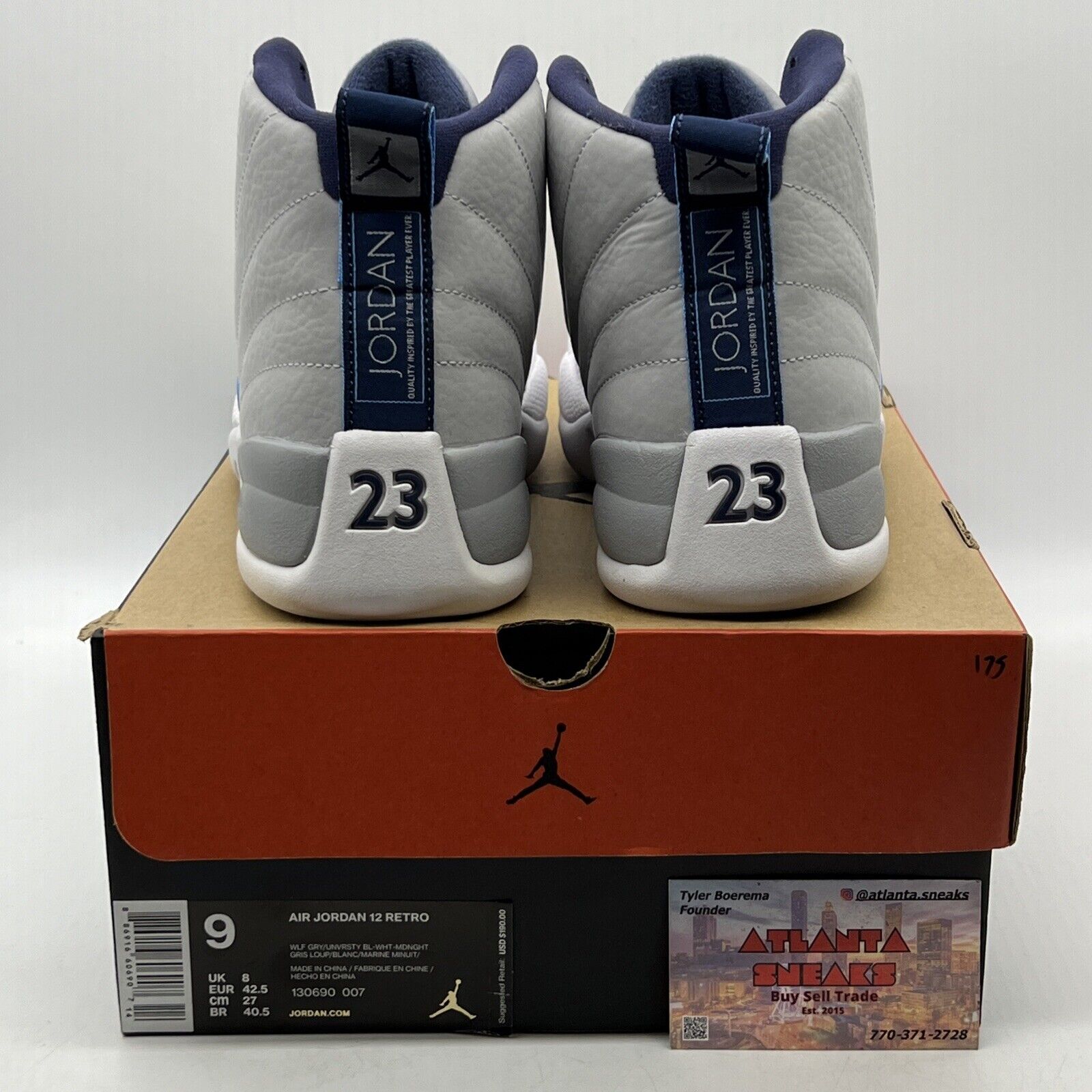 Size 9 - Air Jordan 12 Retro Grey University Blue White Leather Suede 130690-007