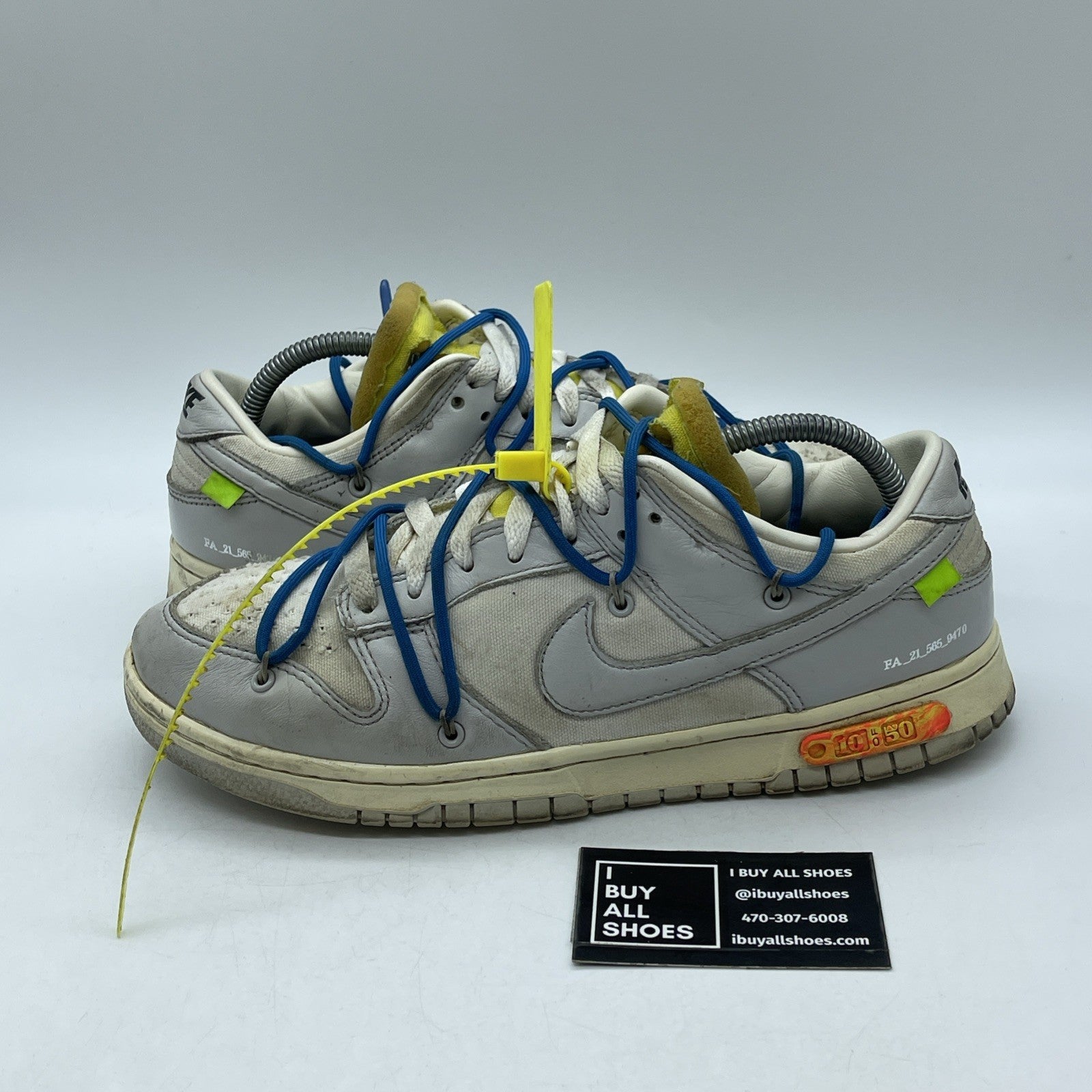 Size 9.5 - Nike Off-White x Dunk Low Lot 10 of 50  Grey Leather (DM1602-112)