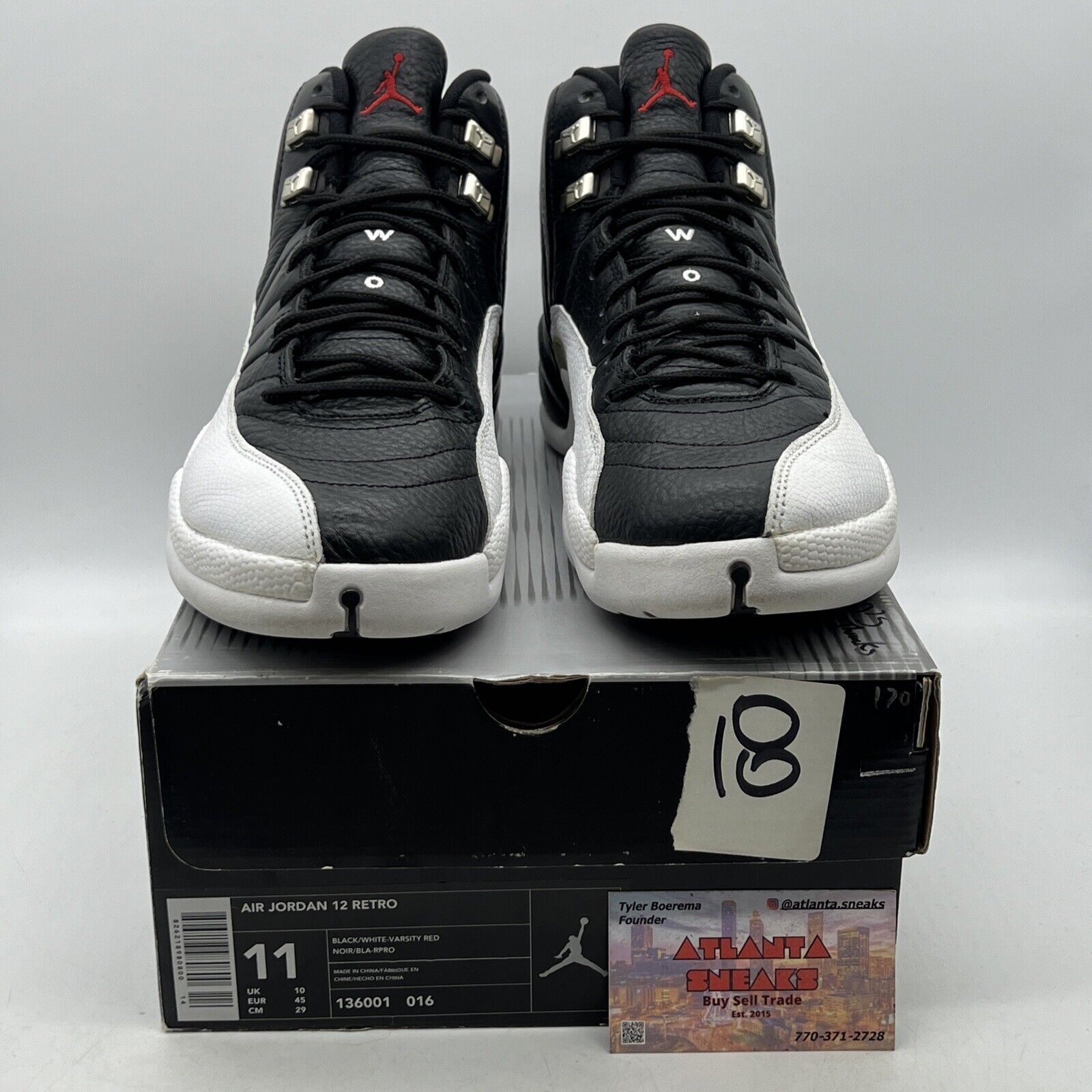 Size 11 - Air Jordan 12 Retro 2004 Playoff Black White Red Leather (136001-016)