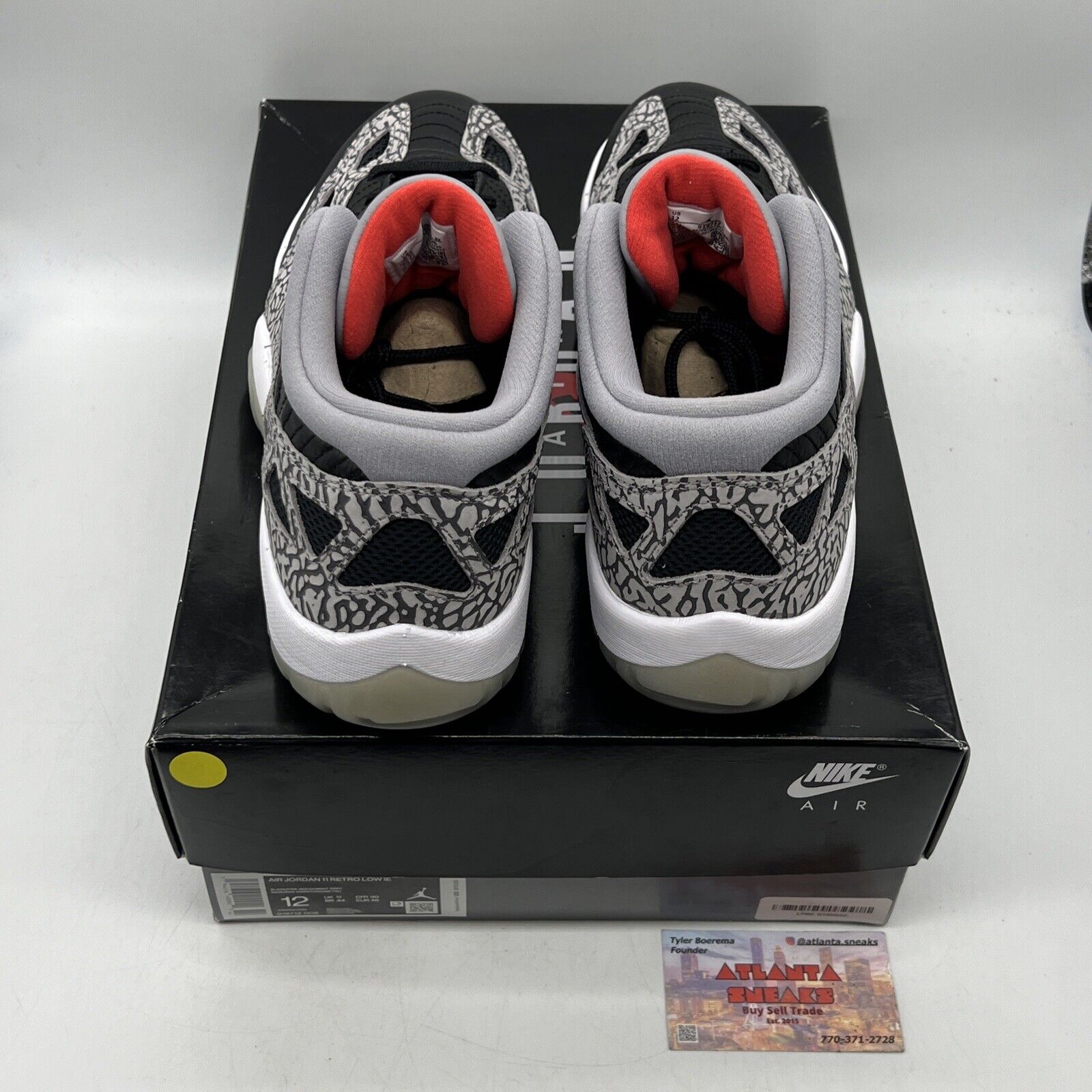 Size 12 - Air Jordan 11 Retro IE Low Black Cement Red Black Grey Leather