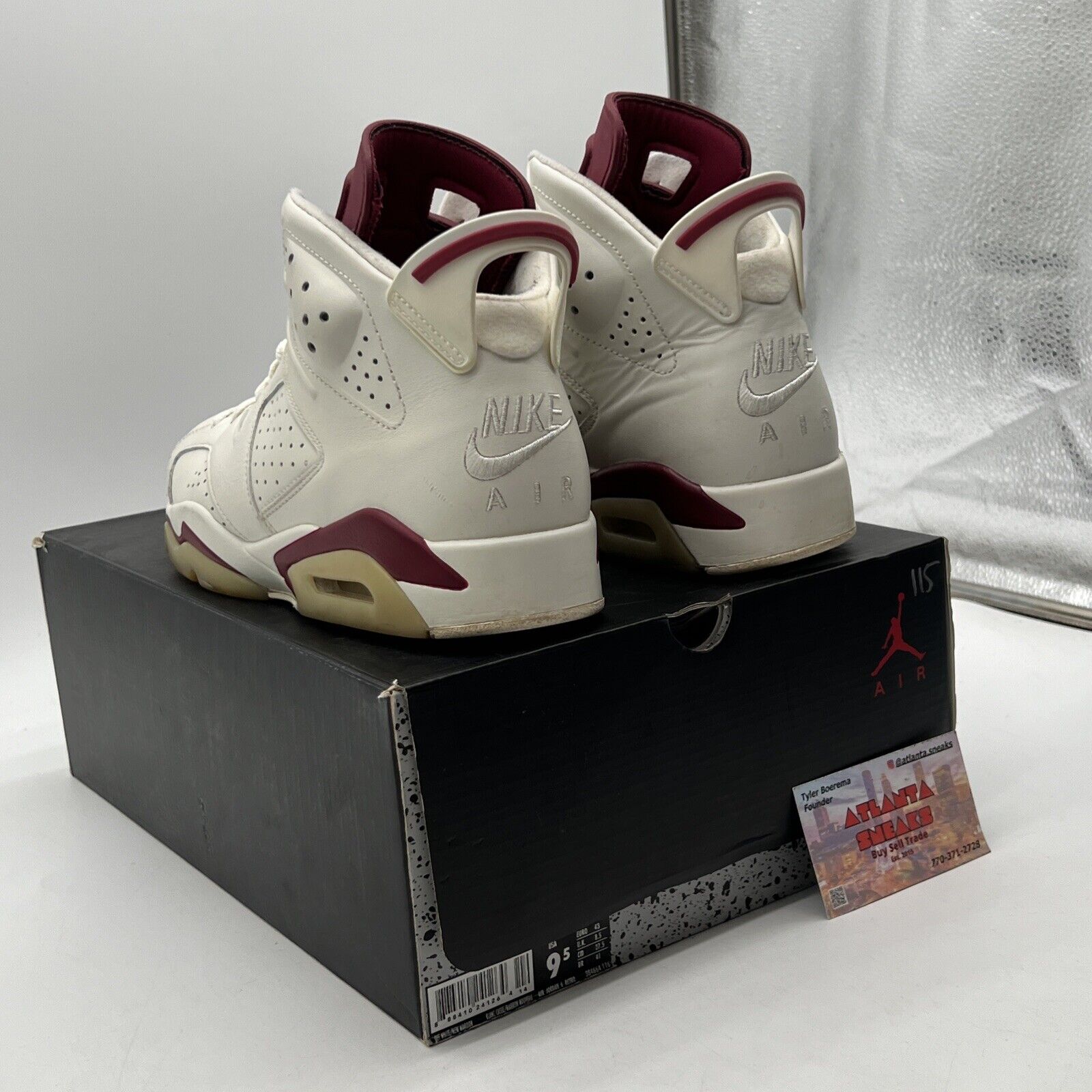 Size 9.5 - Air Jordan 6 Retro 2015 Maroon White Leather (384664-116)