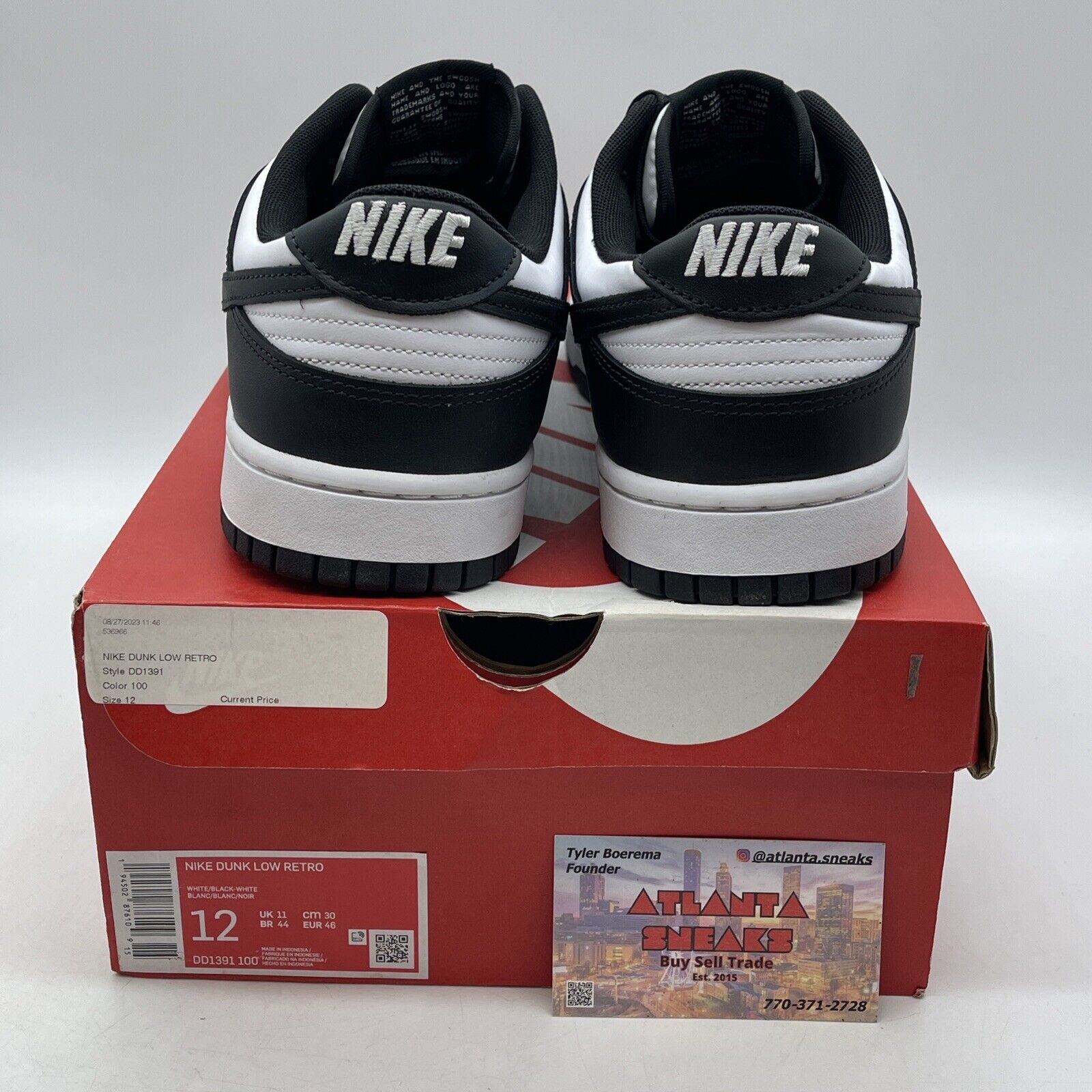 Size 12 - Nike Dunk Low Black White Leather (DD1391-100)