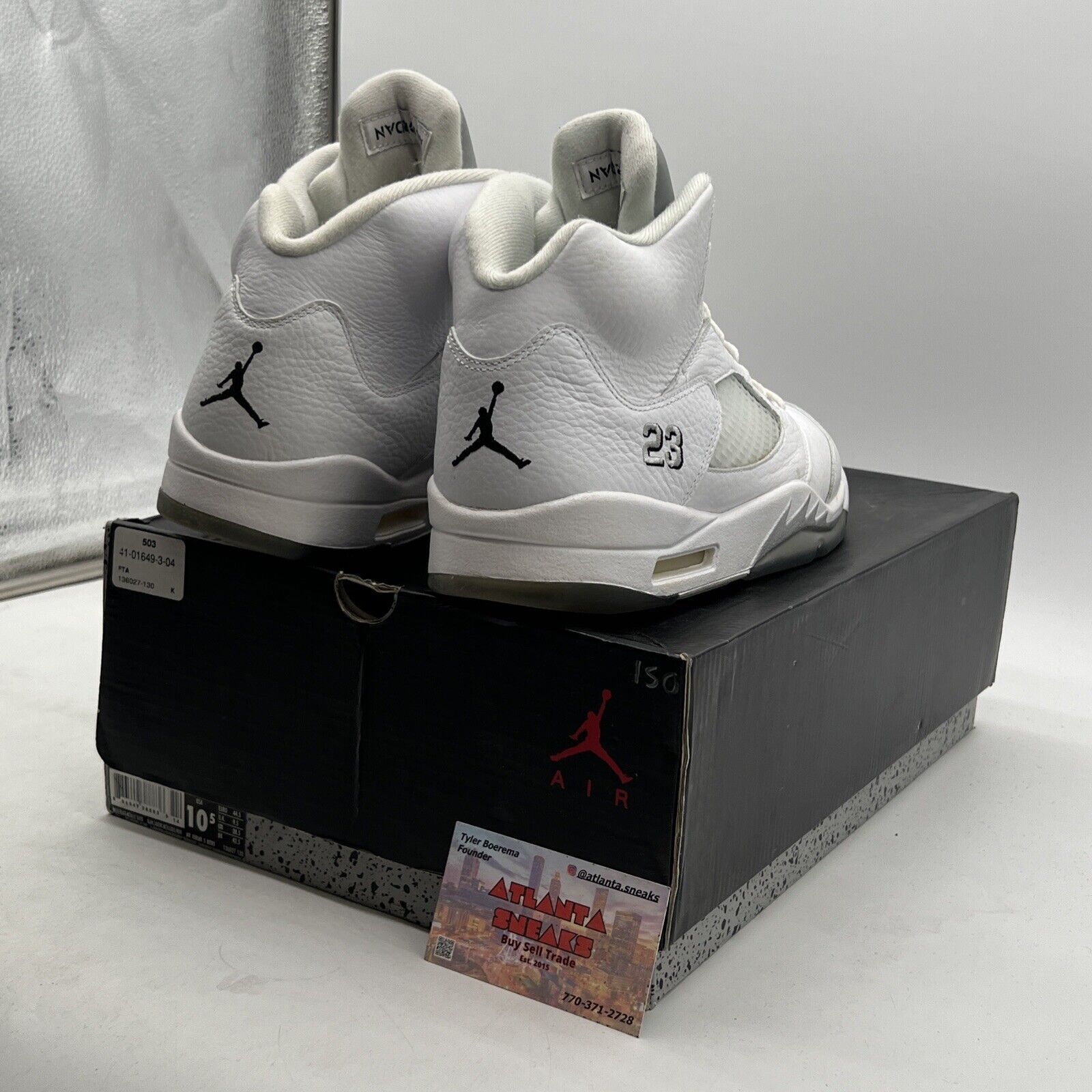 Size 10.5 - Air Jordan 5 Retro 2015 Metallic White (136027-130)