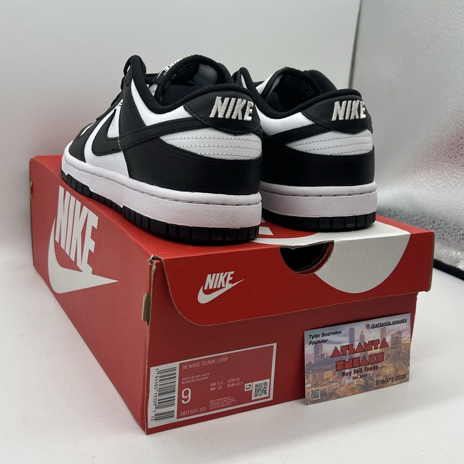 Size 9 - Nike Dunk Low Black White W Brand New Og All