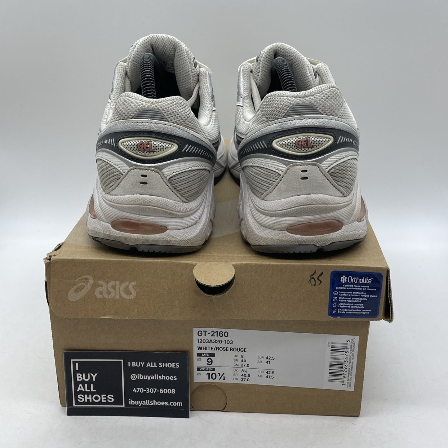 Size 9 - ASICS GT 2160 White Rose Rouge (1203A320-103)
