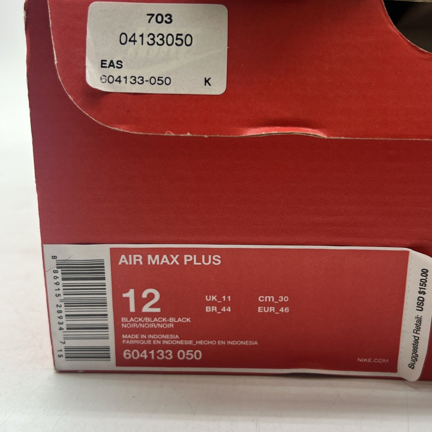 Size 12 - Nike Air Max Plus Low Triple Black (604133-050)