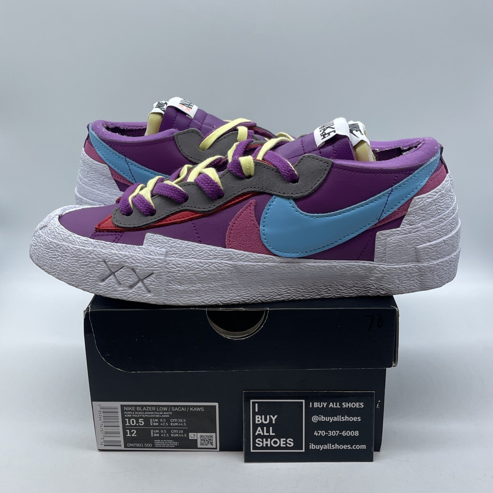 Size 10.5 - Nike KAWS x sacai x Blazer Low Purple Dusk Suede (DM7901-500)