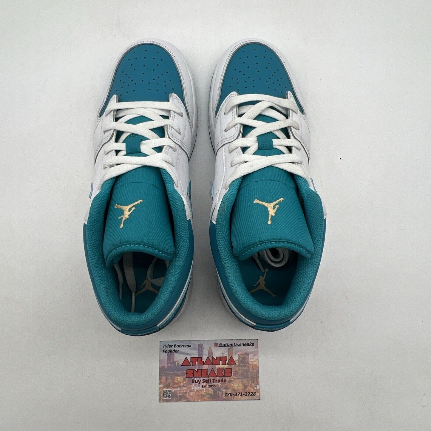 Size 7 (GS) - Jordan 1 Low Aquatone White Teal Suede Leather (553560-174)