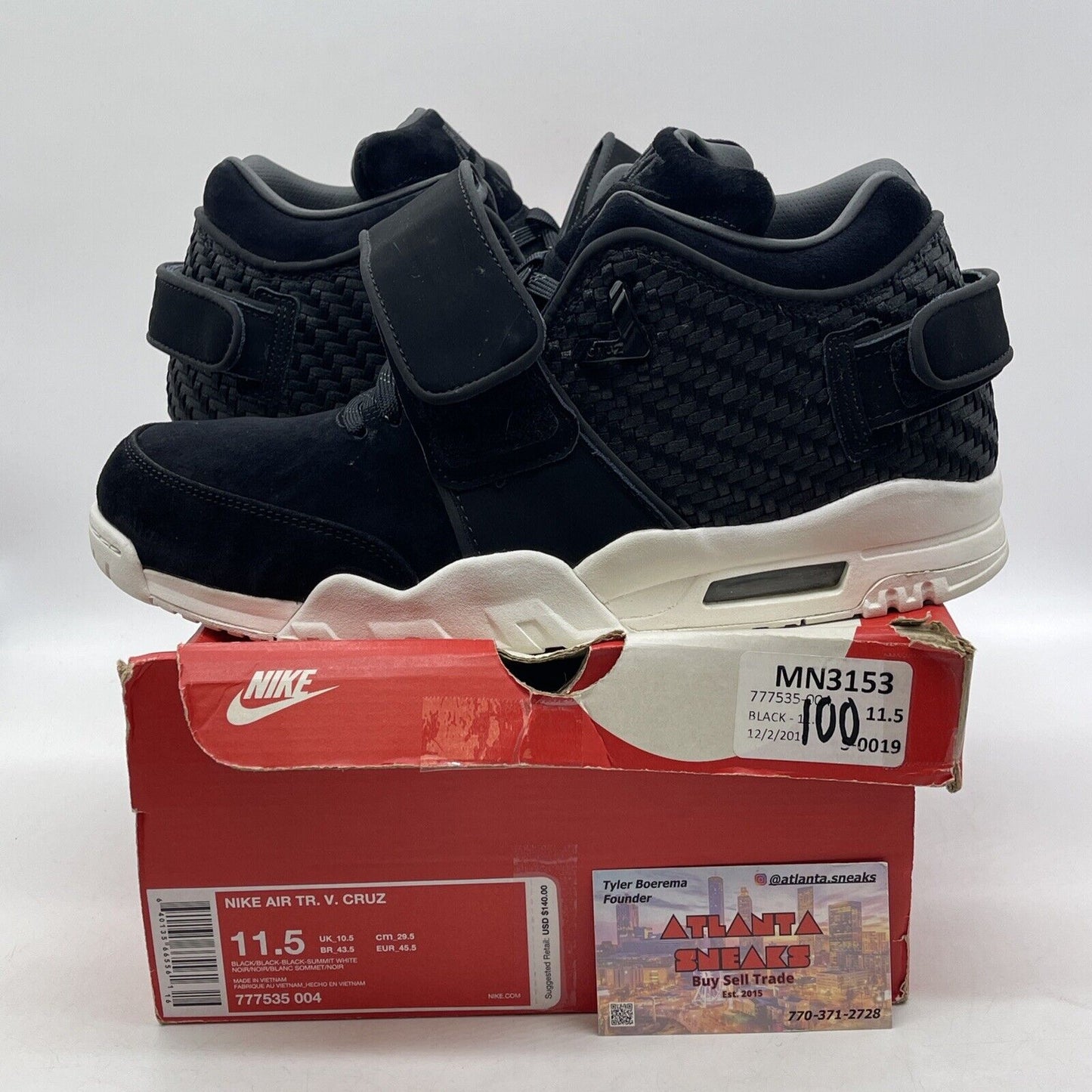 Size 11.5 - Nike Air Trainer Cruz Black Suede White (777535-004)