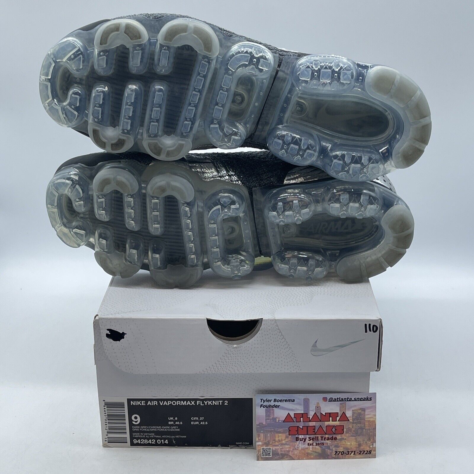Size 9 - Nike Air VaporMax Flyknit 2 Chrome Grey Black Suede (942842-014)