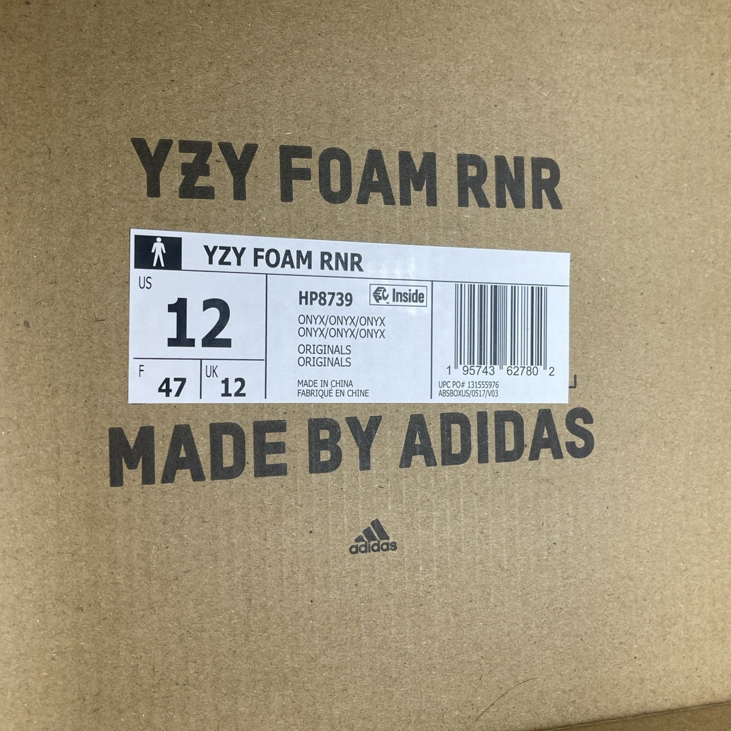 Size 12 - Adidas Yeezy Foam Runner RNR Onyx Black (HP8739)