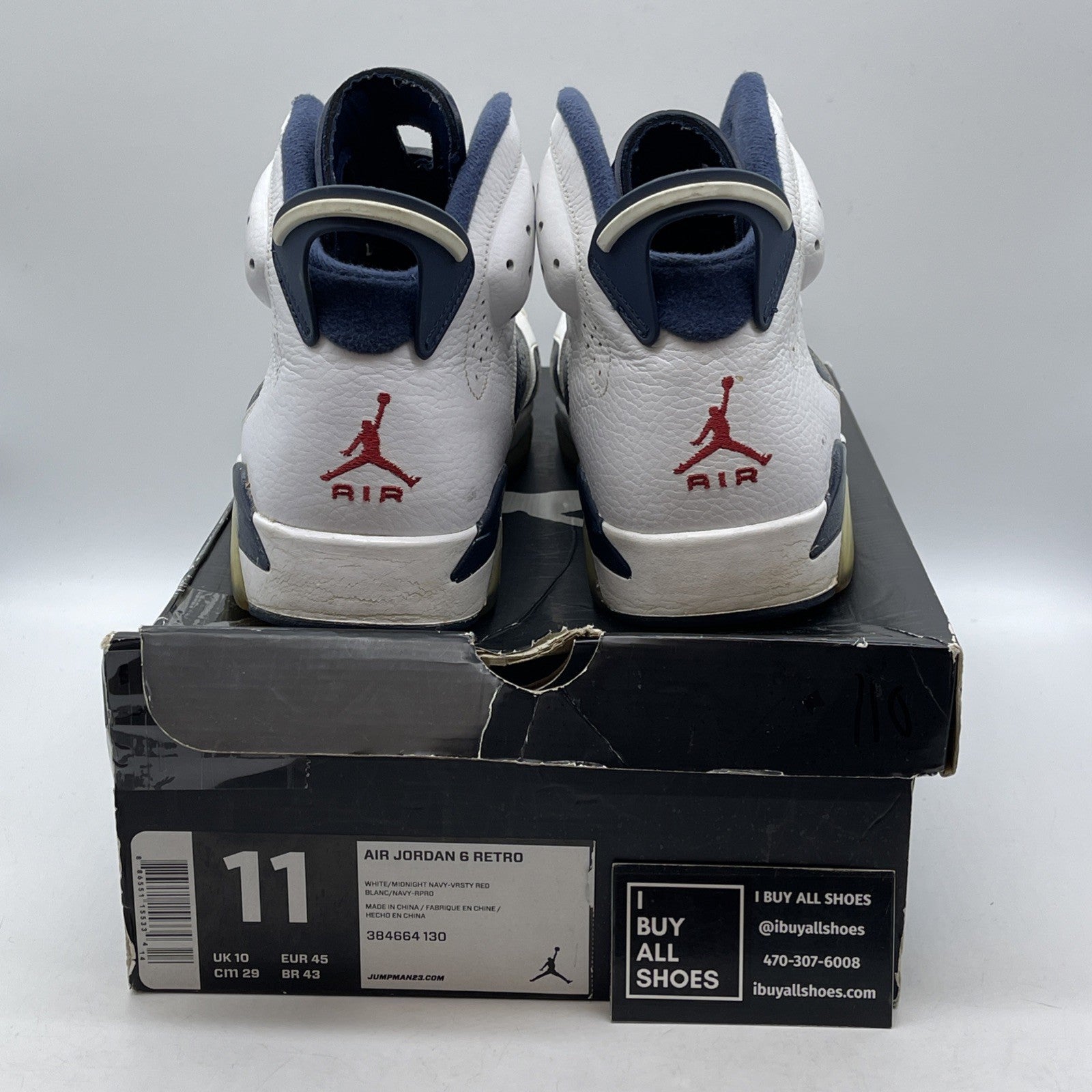 Size 11 - Air Jordan 6 Retro 2012 Olympic Blue White Leather (384664-130)