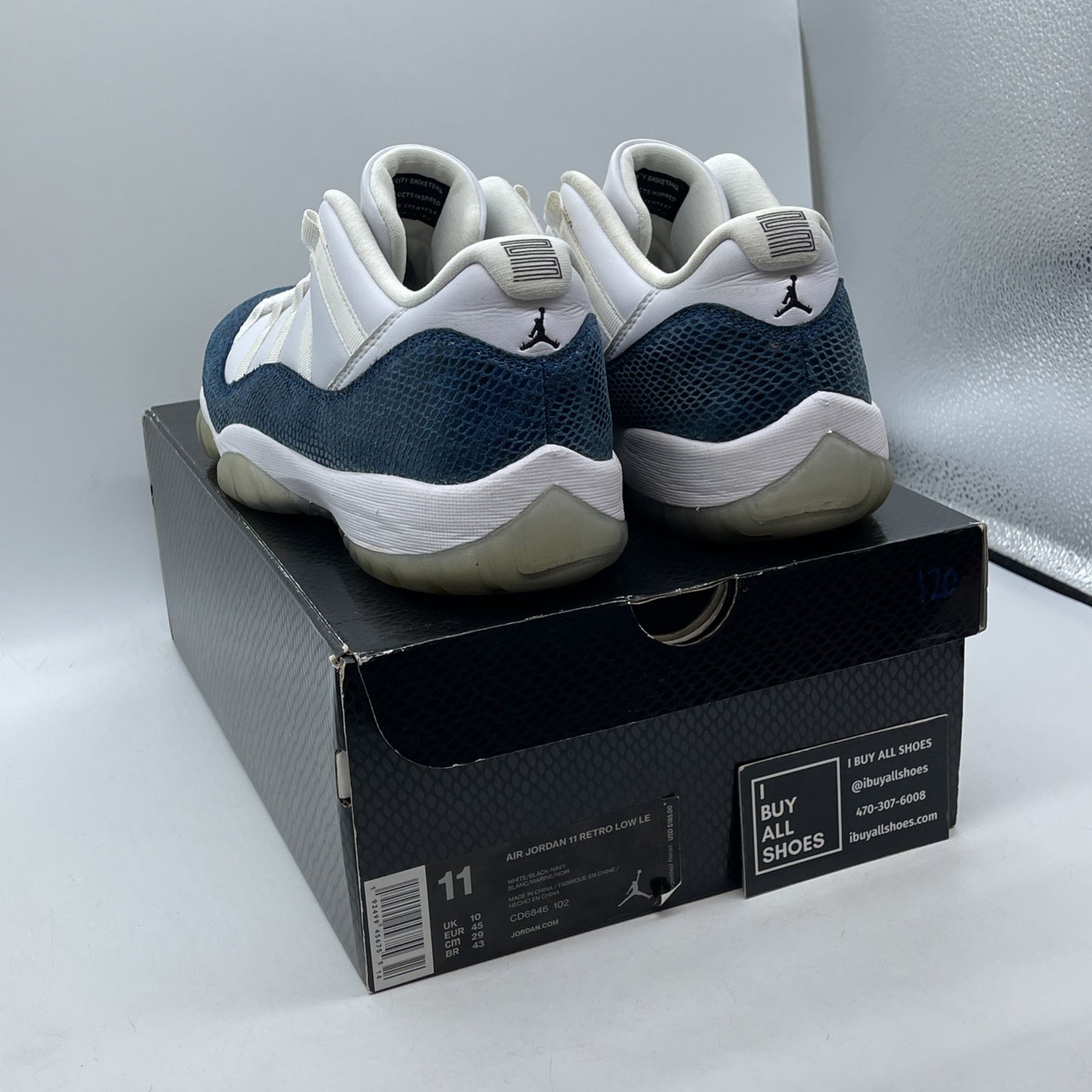 Size 11 - Jordan 11 Retro Low Snakeskin 2019 Blue White Leather (CD6846-102)