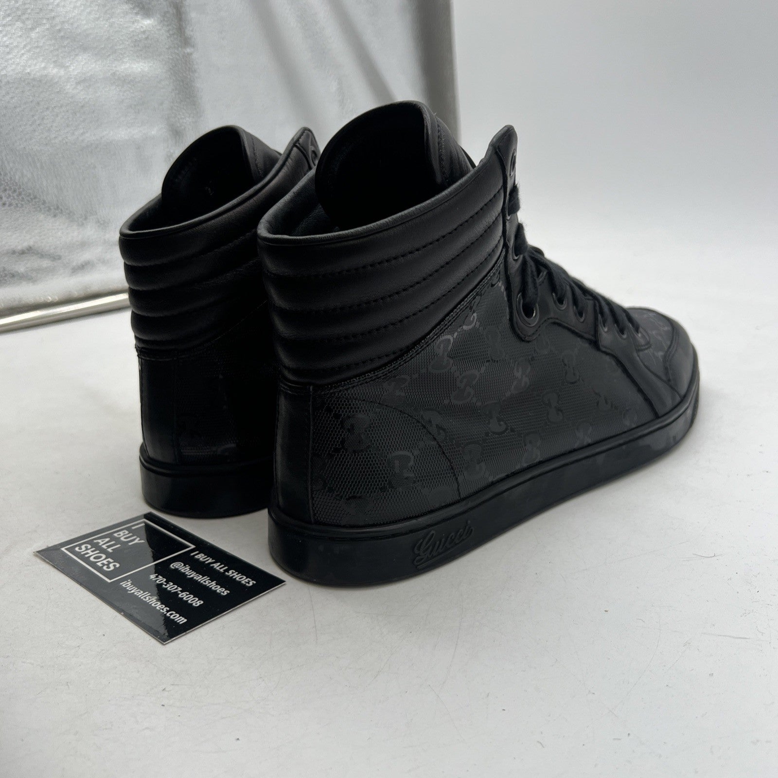 Size 7.5G - Gucci Black GG Monogram High Top Made In Italy,