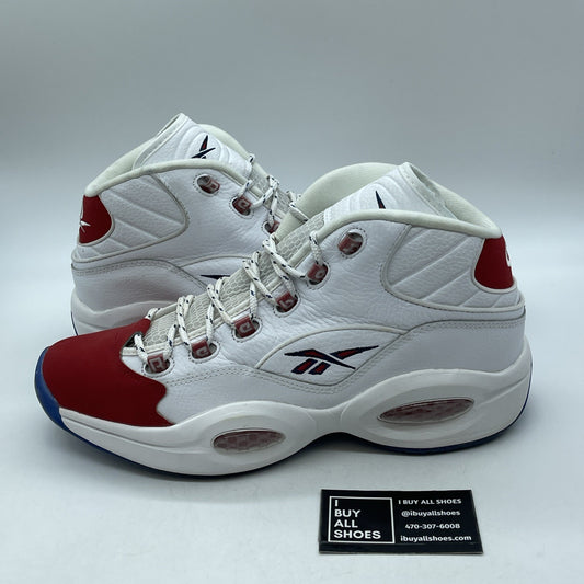 Size 13 - Reebok Question OG 2020 Mid Red Toe Black White Suede (FY1018)