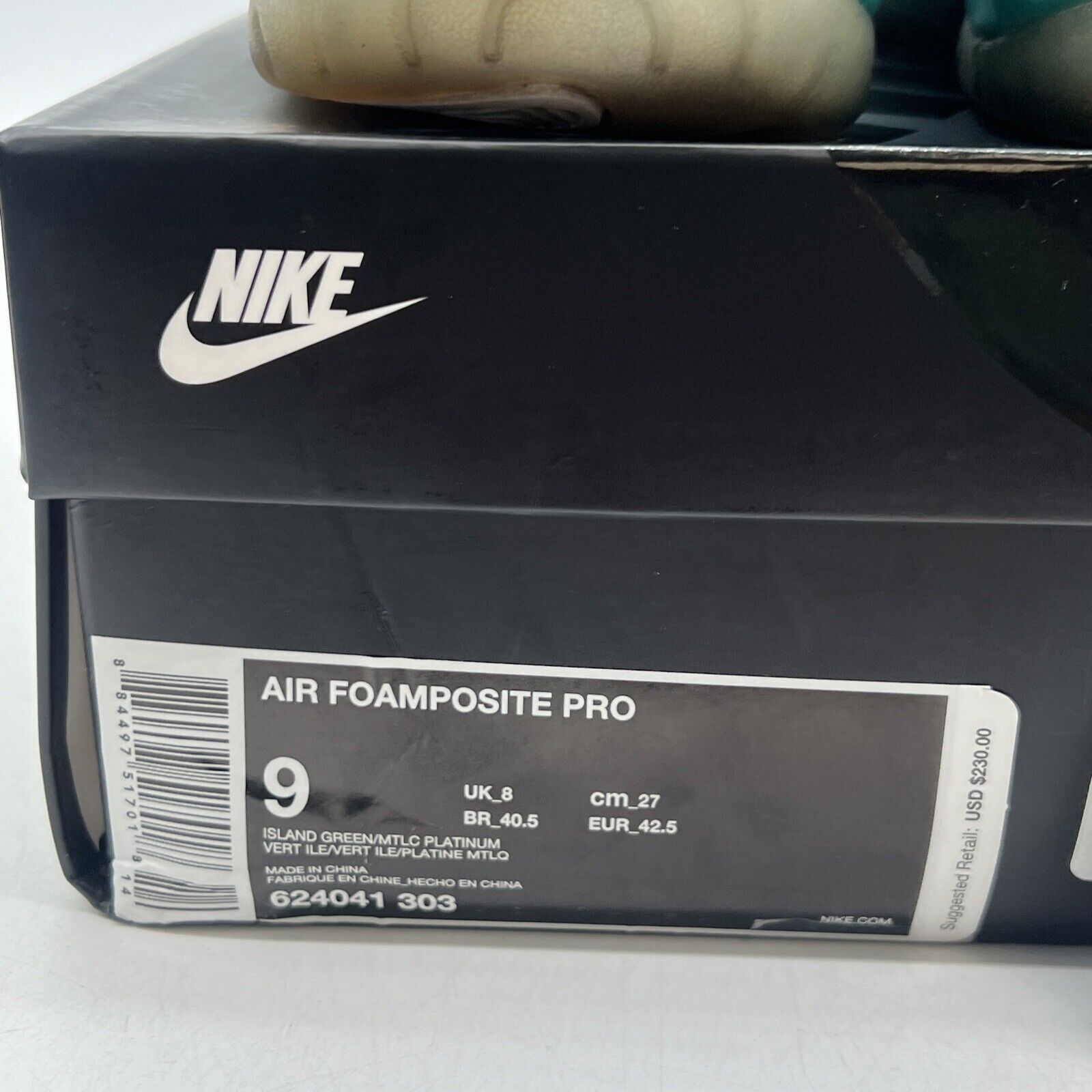 Size 9 - Nike Air Foamposite Pro Island Green Black Aqua (624041-303)