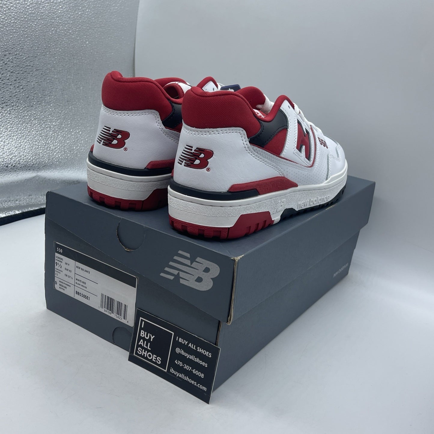 Size 9.5 - New Balance 550 White Team Red White Leather (BB550SE1)
