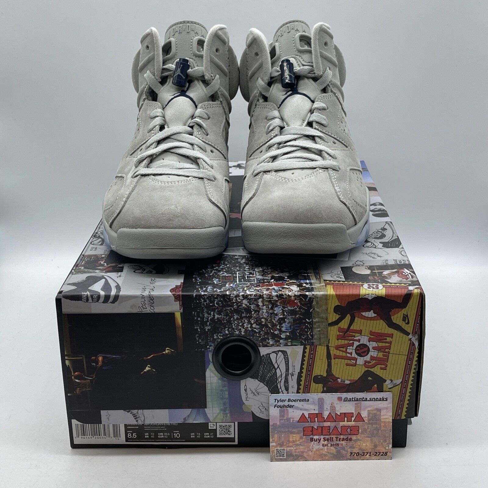 Size 8.5 - Jordan 6 Retro Mid Georgetown Grey Suede Blue (CT8529-012)