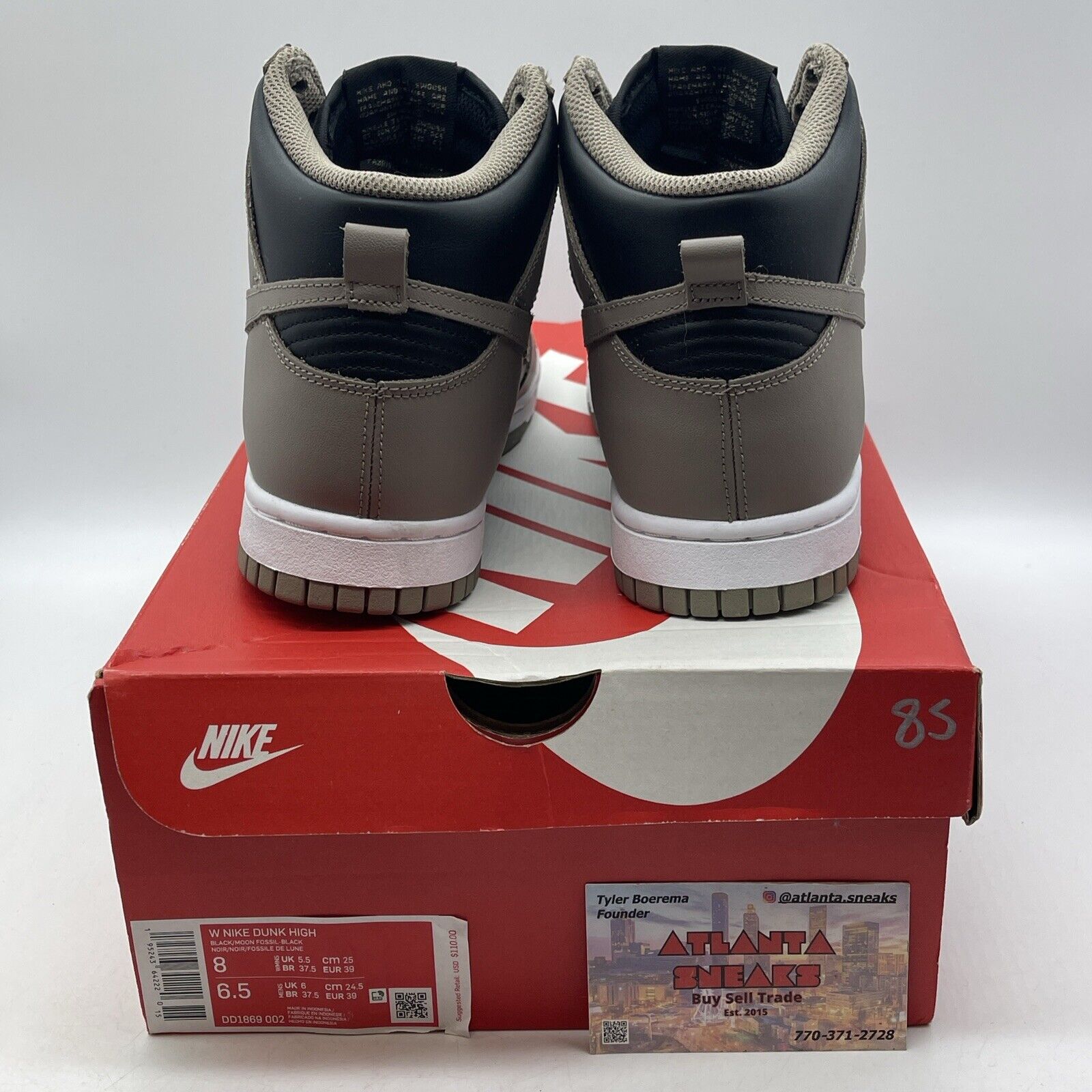 Size 8W - Nike Dunk High Moon Fossil Black Brown White Leather (DD1869-002)