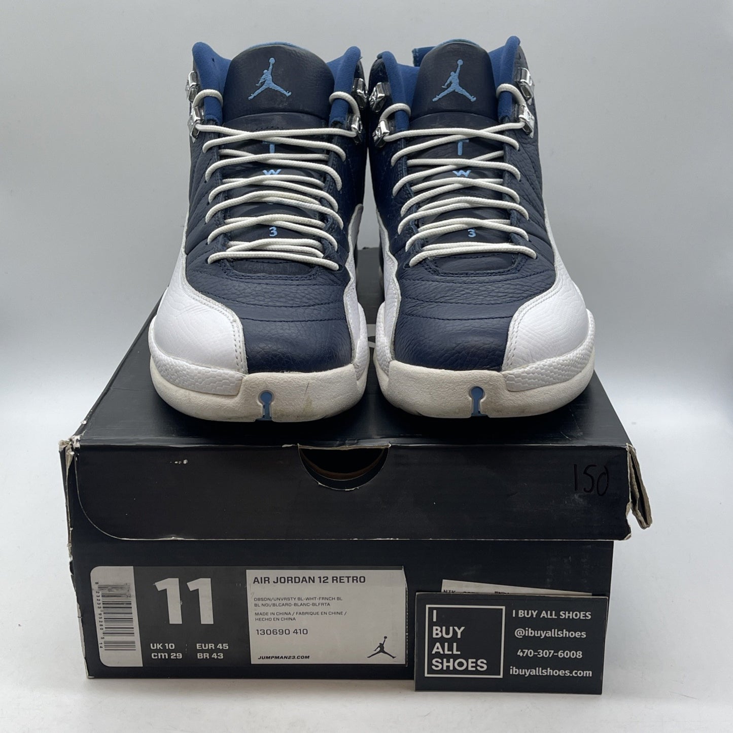 Size 11 - Air Jordan 12 Retro 2012 Obsidian Blue White Leather (130690-410)