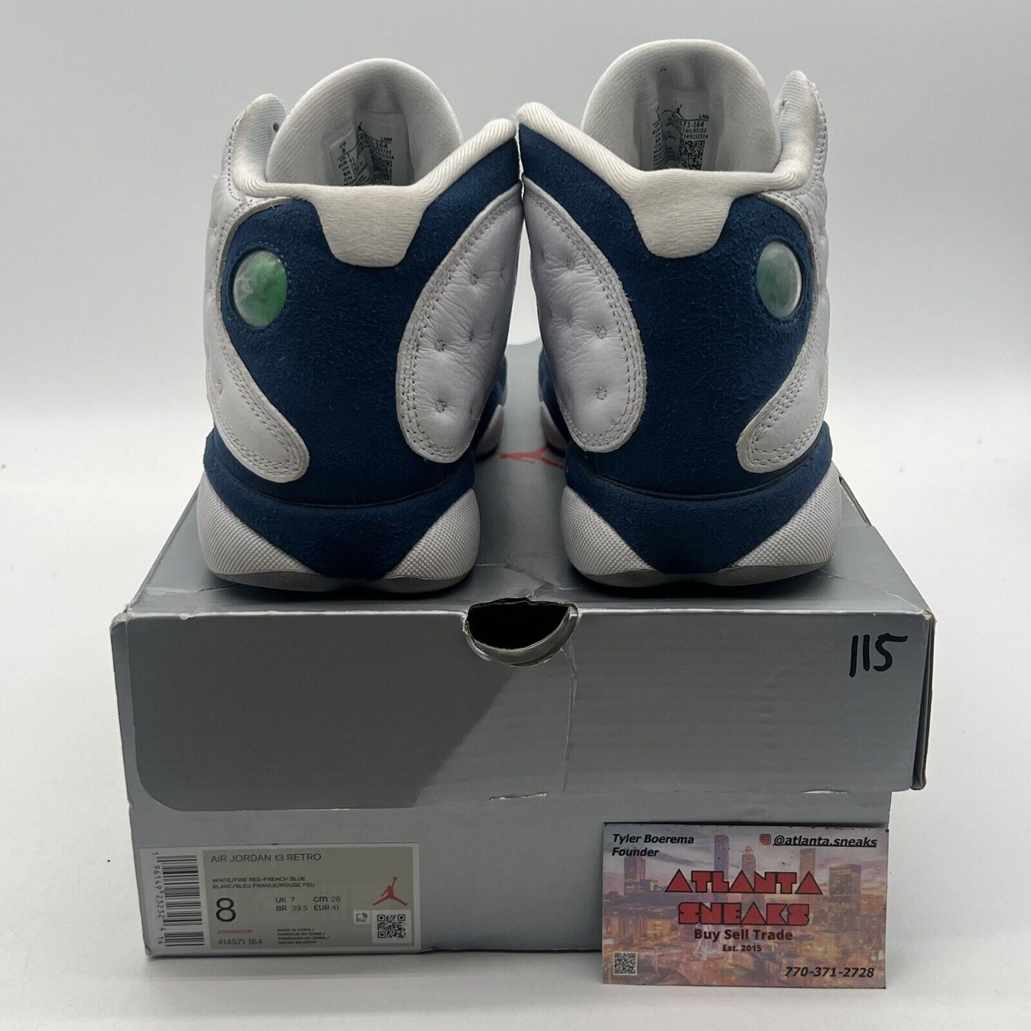 Size 8 - Jordan 13 Retro Mid French Blue White Grey Leather Suede (414571-164)