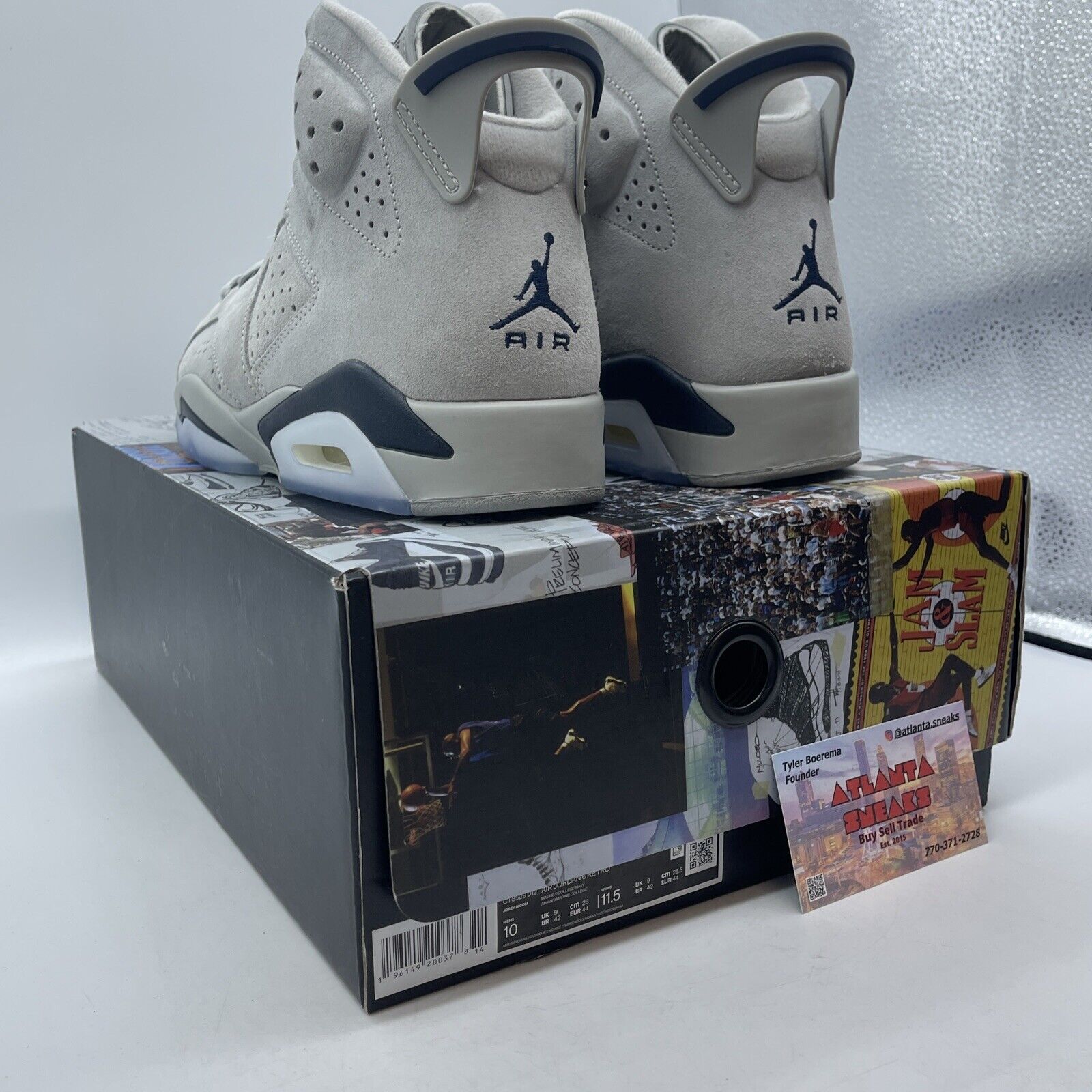 Size 10 - Jordan 6 Retro Mid Georgetown Grey White Blue Suede (CT8529-012)