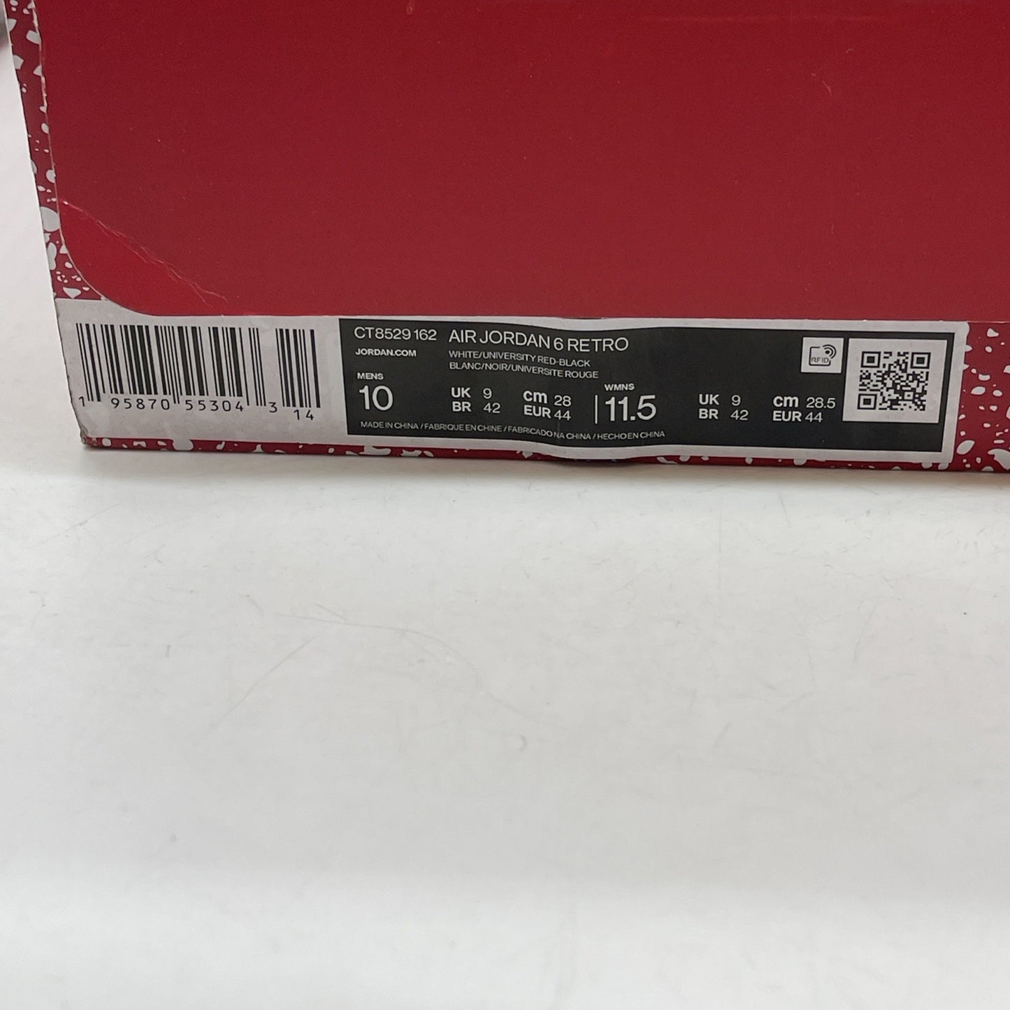 Size 10 - Jordan 6 White University Red 2022 Leather (CT8529-162)