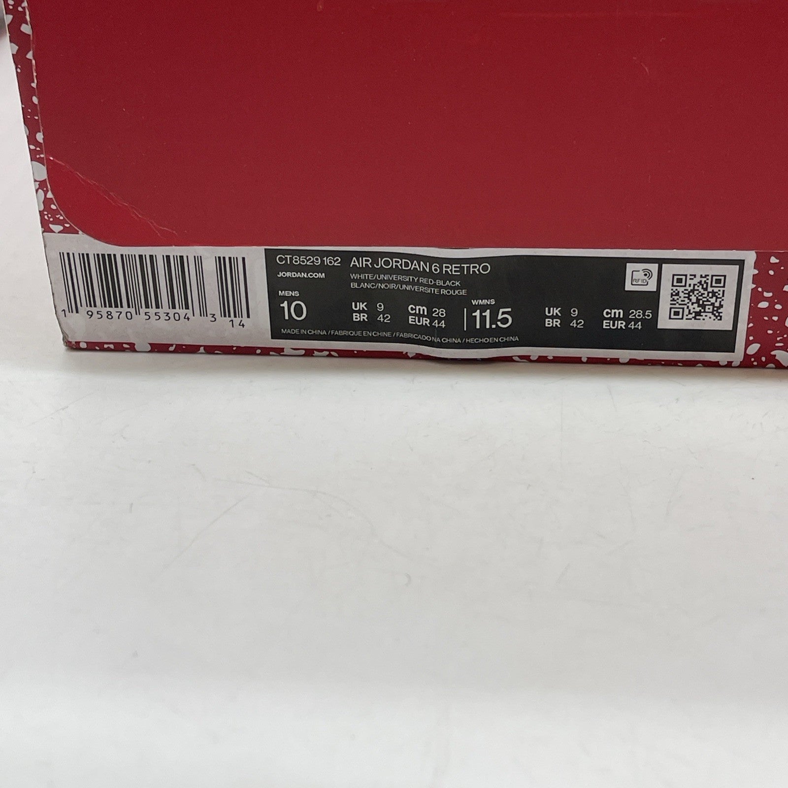 Size 10 - Jordan 6 White University Red 2022 Leather (CT8529-162)