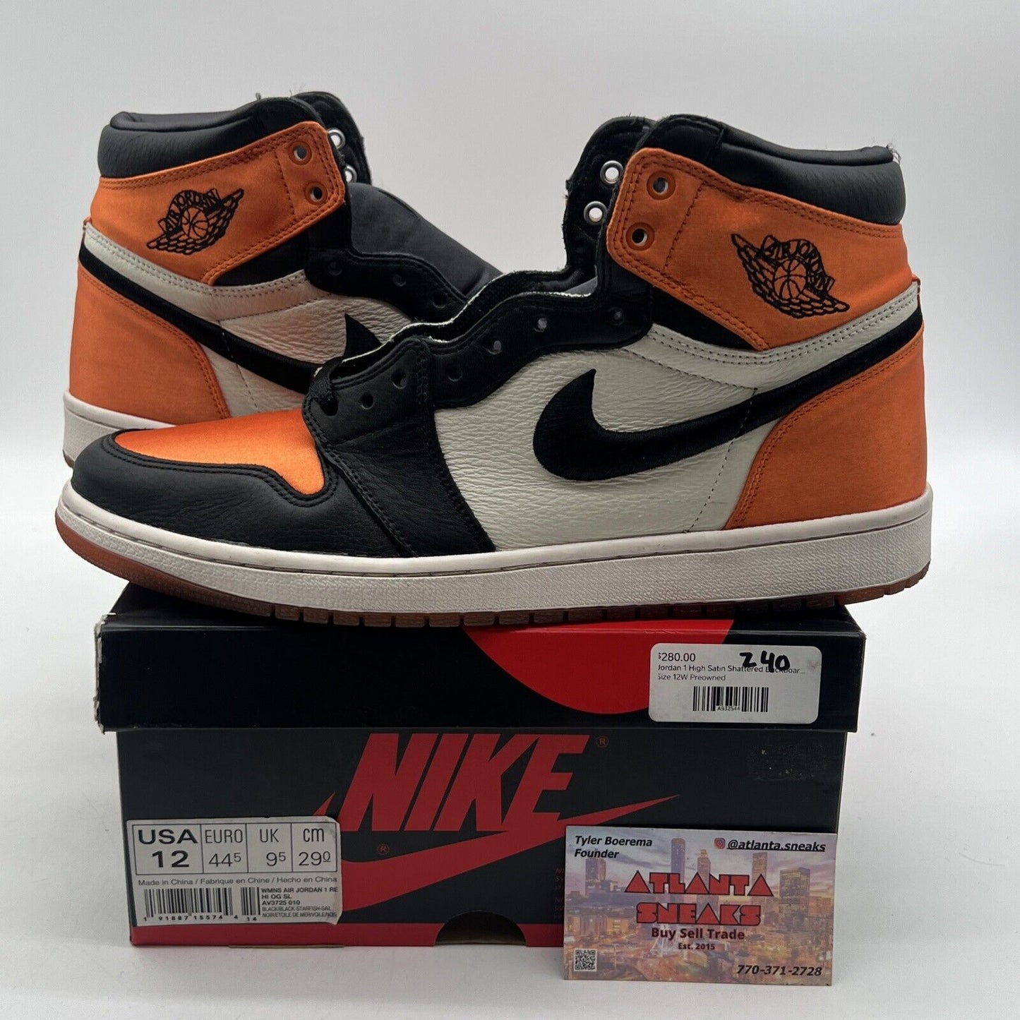 Size 12 - Air Jordan 1 Retro OG High Satin Shattered Backboard W (AV3725-010)