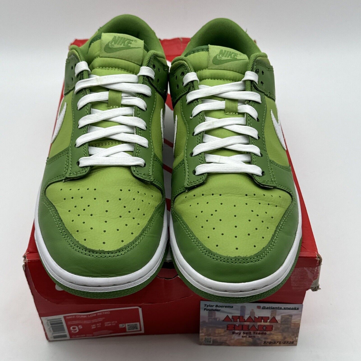 Size 9.5 - Nike Dunk Low Green Chlorophyll Kermit Vibe White Green Leather Og Al