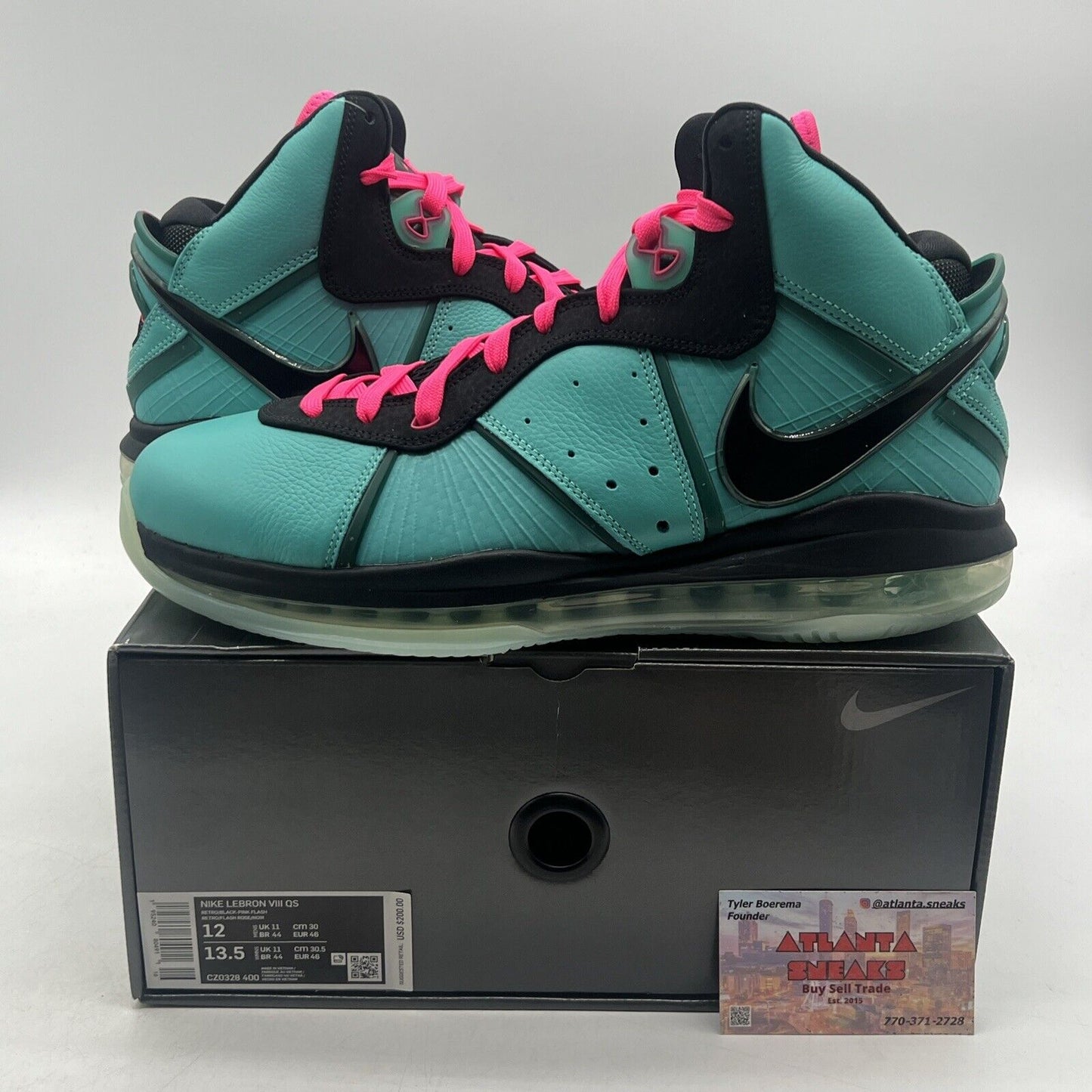 Size 12 - Nike LeBron 8 Retro 2021 Pink Aqua Black (CZ0328-400)