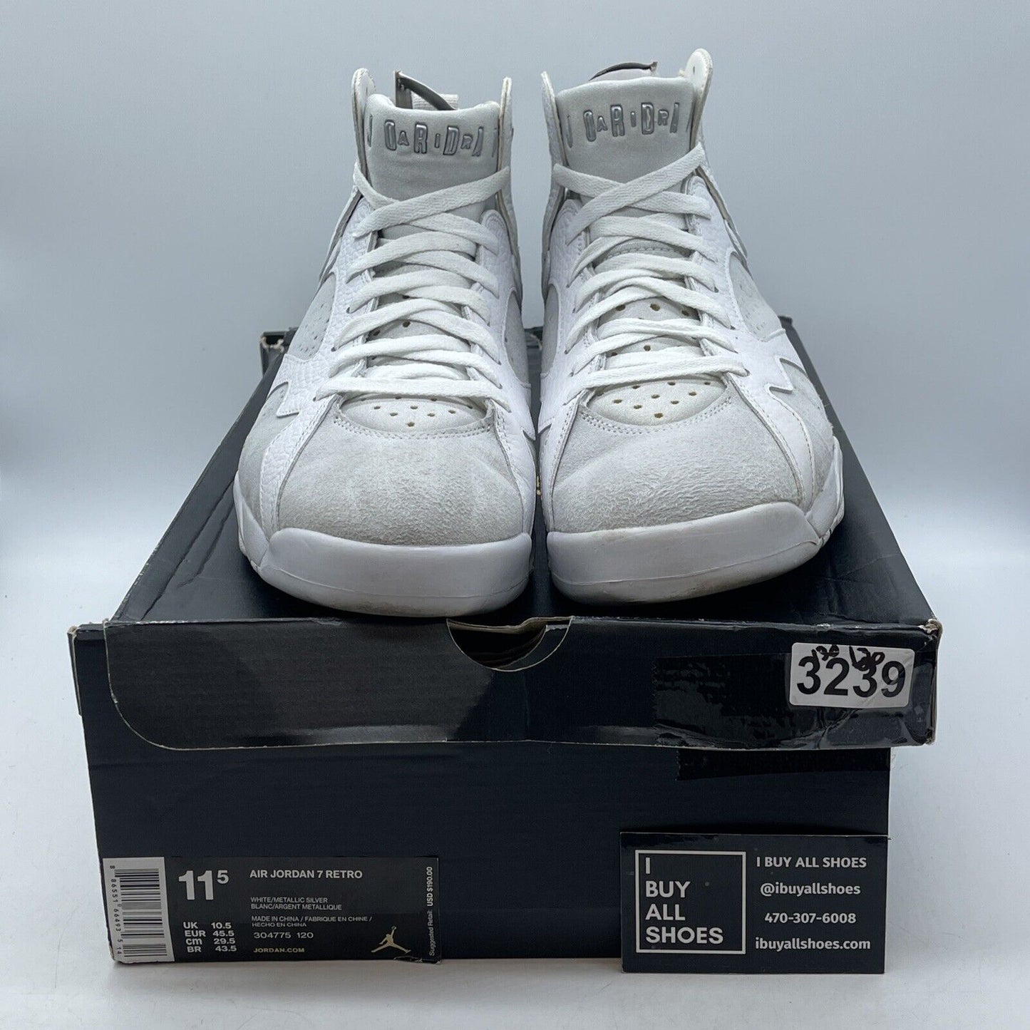 Size 11.5 - Air Jordan 7 Retro Pure Money Grey White Suede Leather (304775-120)