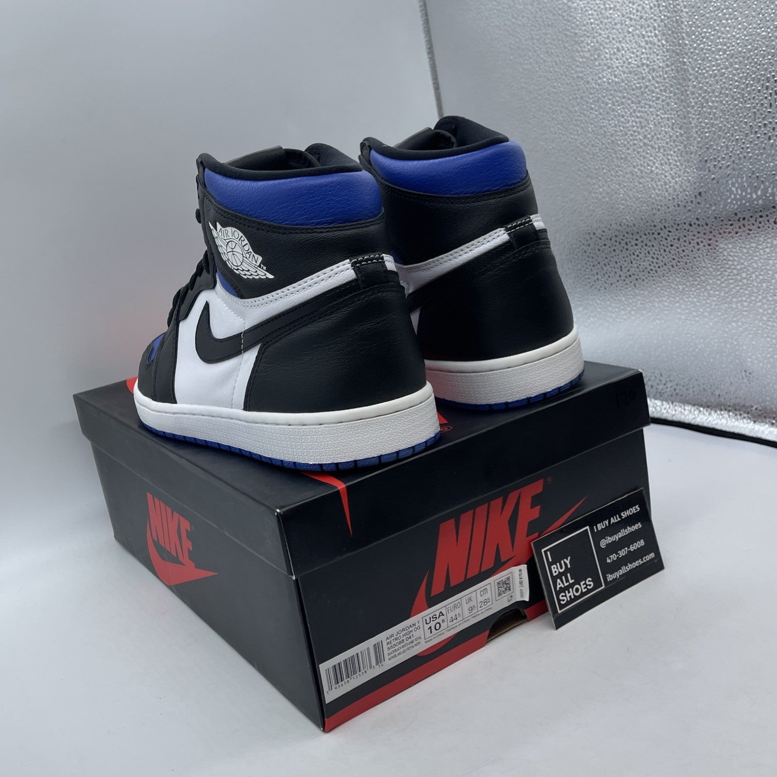 Size 10.5 - Jordan 1 Retro OG High Royal Toe Blue Leather (555088-041)