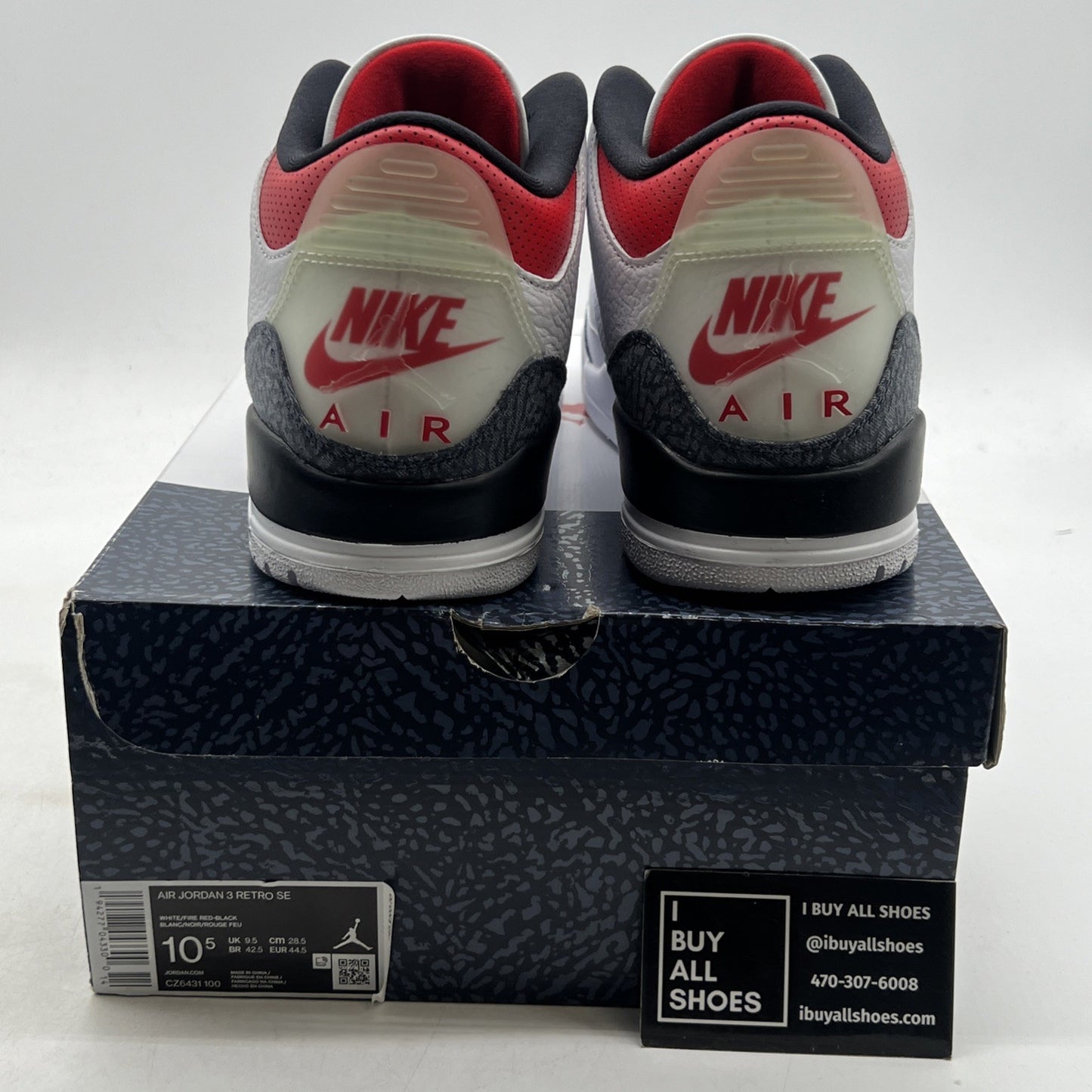 Size 10.5 - Air Jordan 3 Retro Denim SE Fire Red 2020 (CZ6431-100)